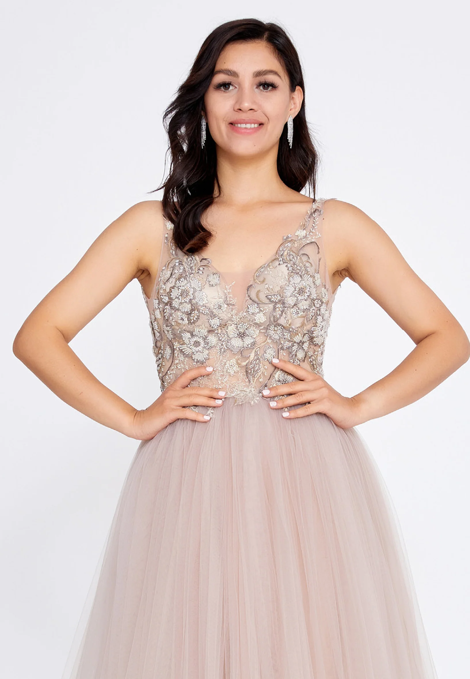 Sleeveless Maxi Tulle A - Line Regular Prom Dress aln1559 - Image 4