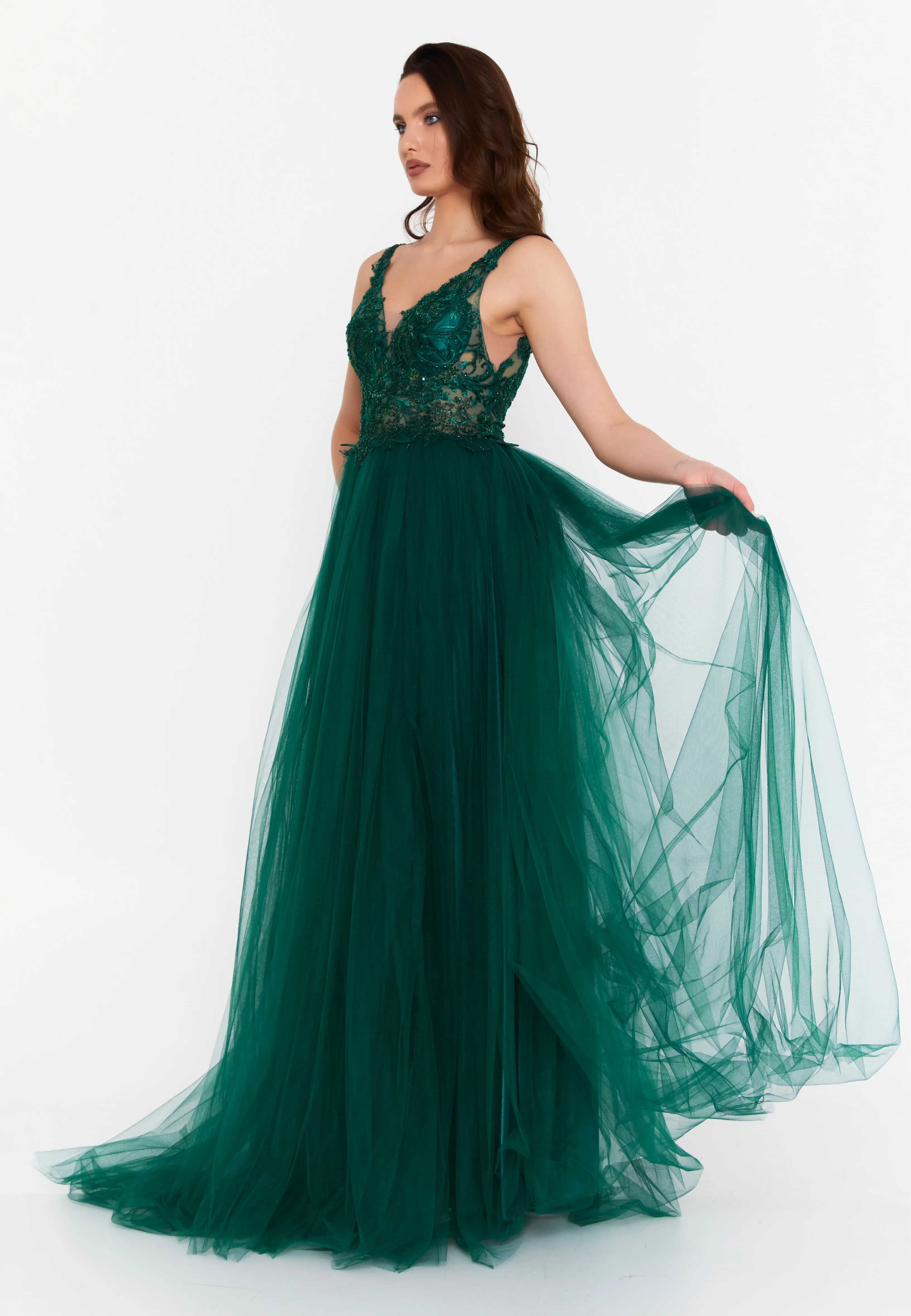 Sleeveless Maxi Tulle A - Line Regular Prom Dress aln1559 - Image 7