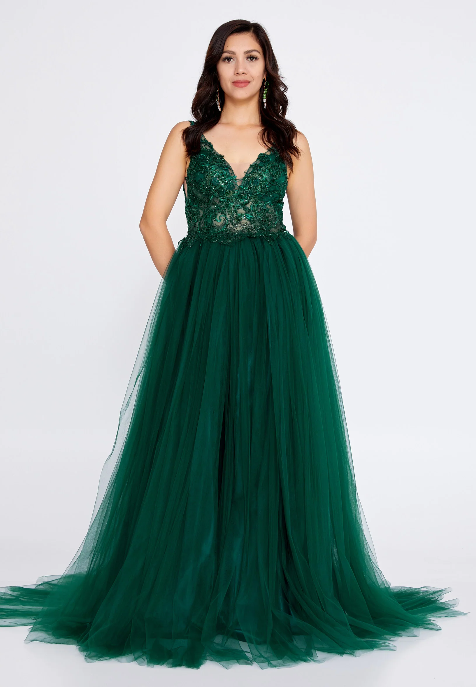 Sleeveless Maxi Tulle A - Line Regular Prom Dress aln1559 - Image 9