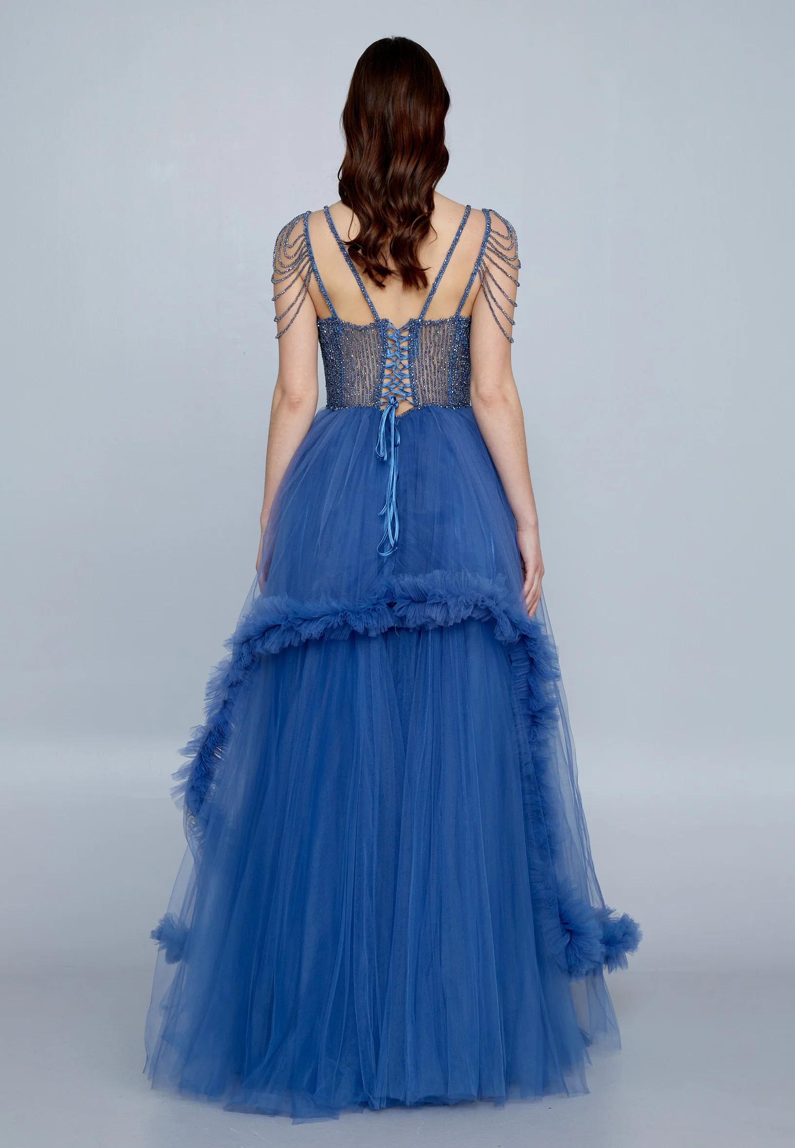 Sleeveless Maxi Tulle A - Line Regular Prom Dress aln1611 - Image 14