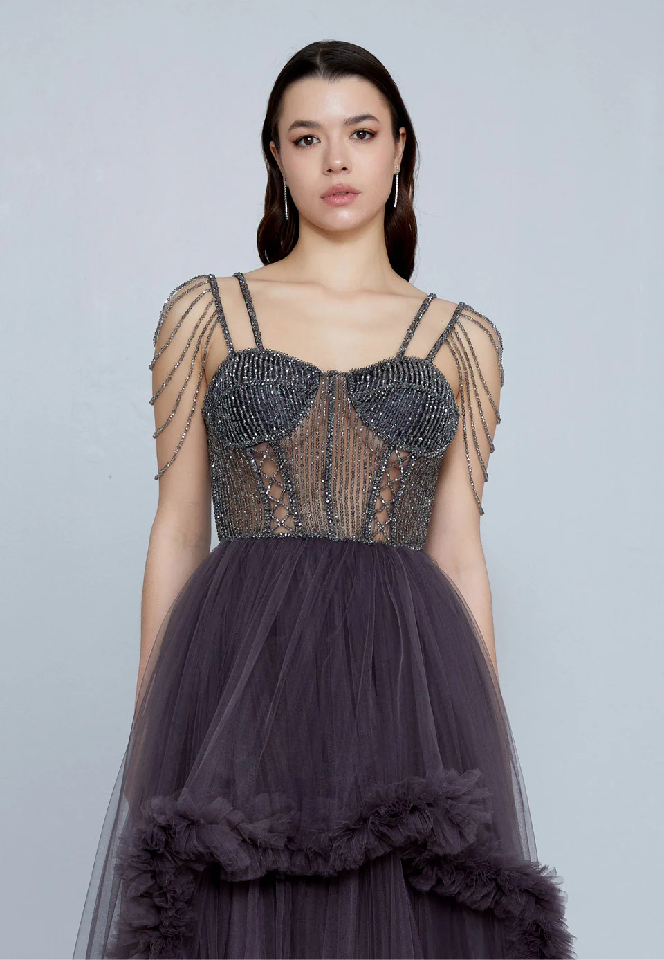 Sleeveless Maxi Tulle A - Line Regular Prom Dress aln1611 - Image 4