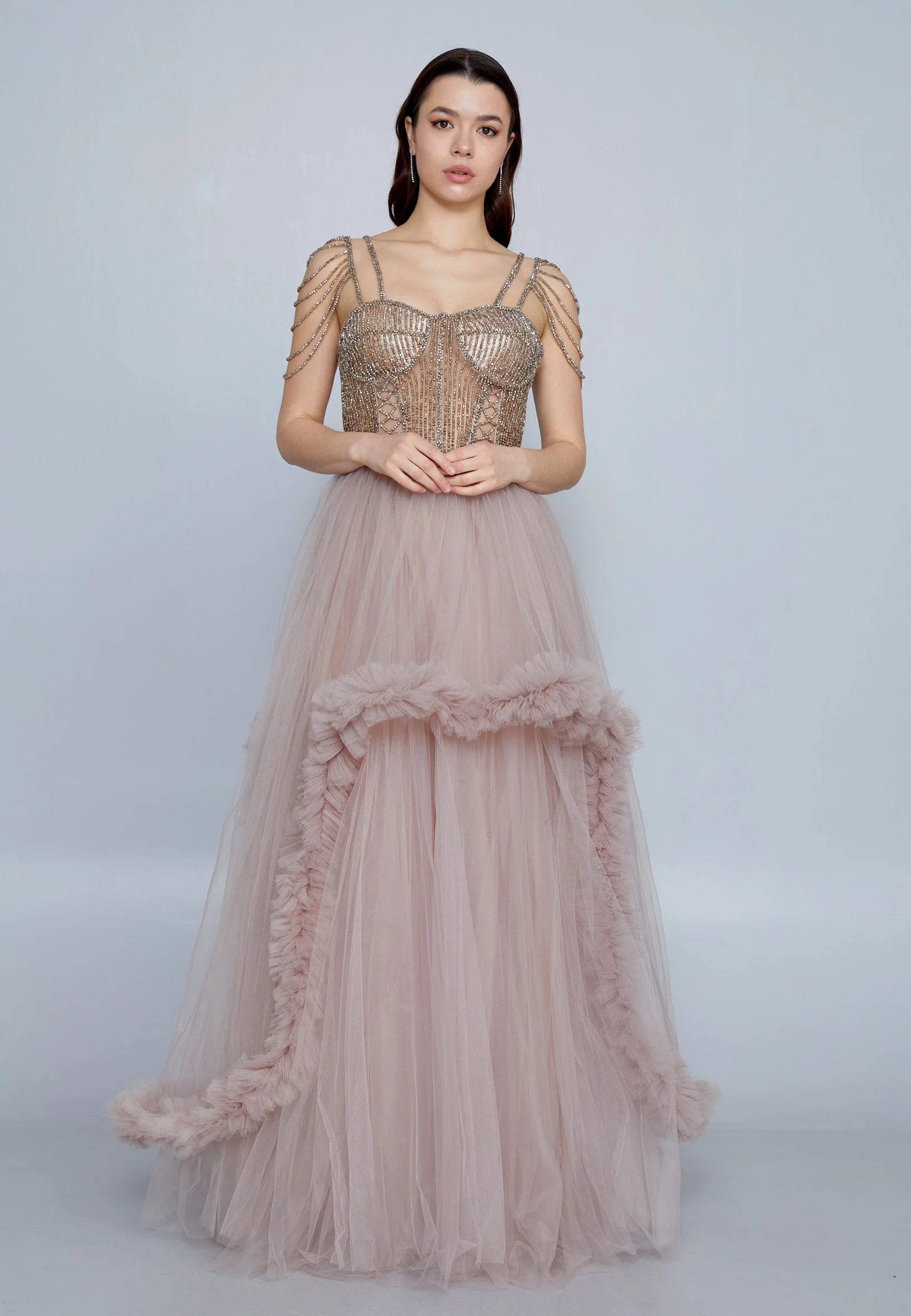 Sleeveless Maxi Tulle A - Line Regular Prom Dress aln1611 - Image 5