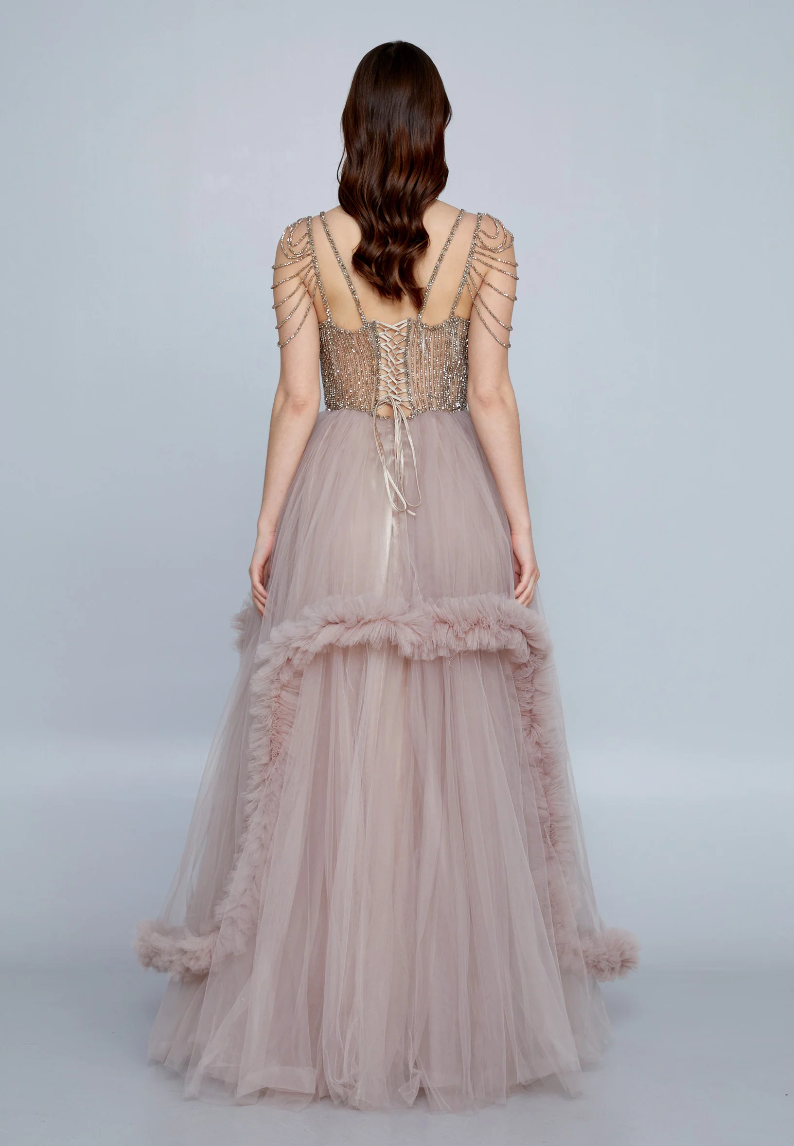 Sleeveless Maxi Tulle A - Line Regular Prom Dress aln1611 - Image 6
