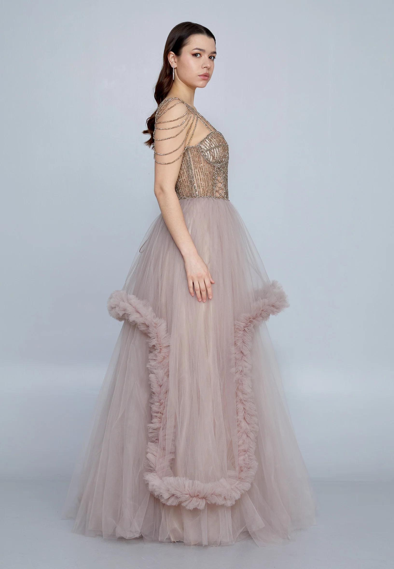 Sleeveless Maxi Tulle A - Line Regular Prom Dress aln1611 - Image 7