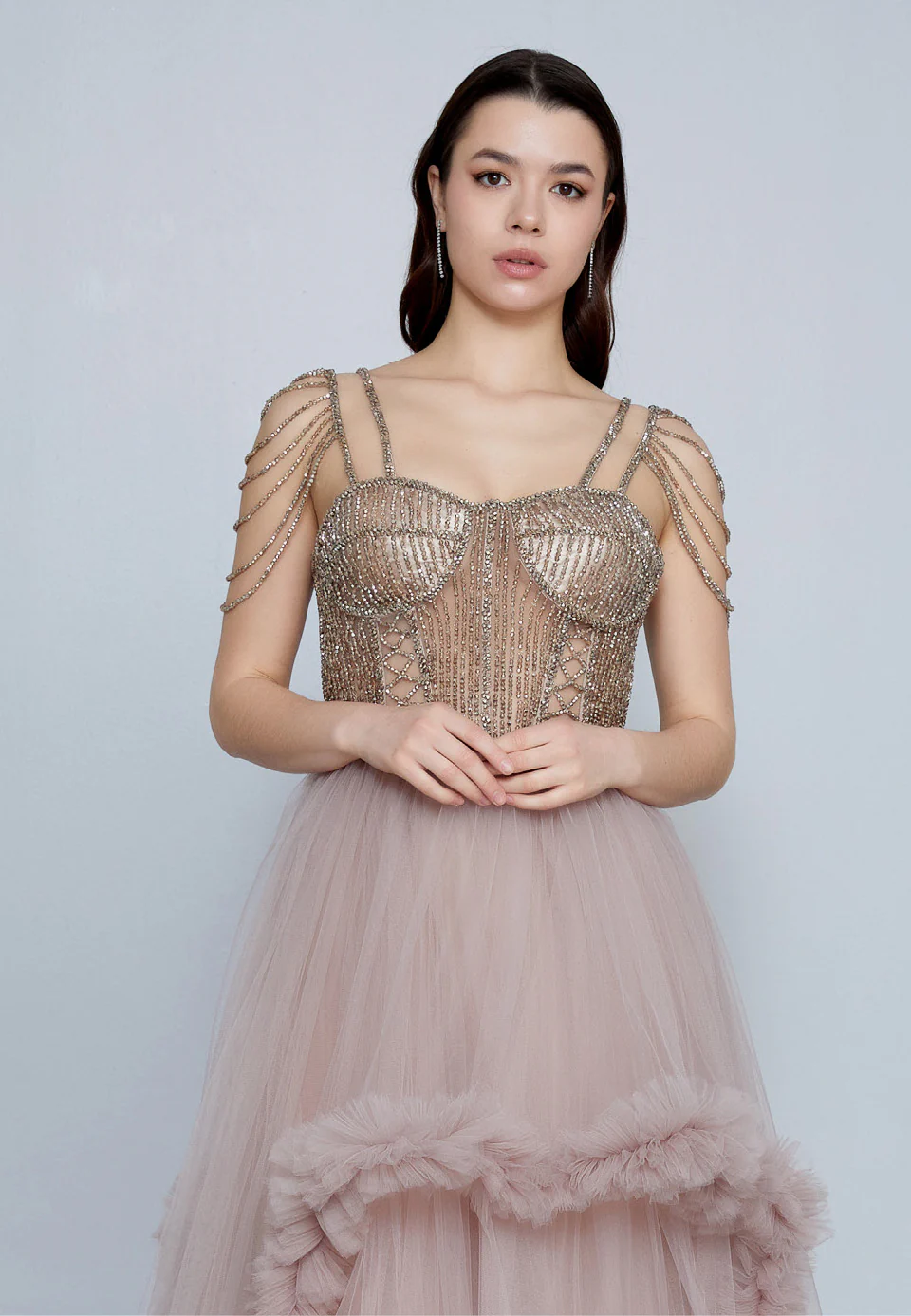 Sleeveless Maxi Tulle A - Line Regular Prom Dress aln1611 - Image 8
