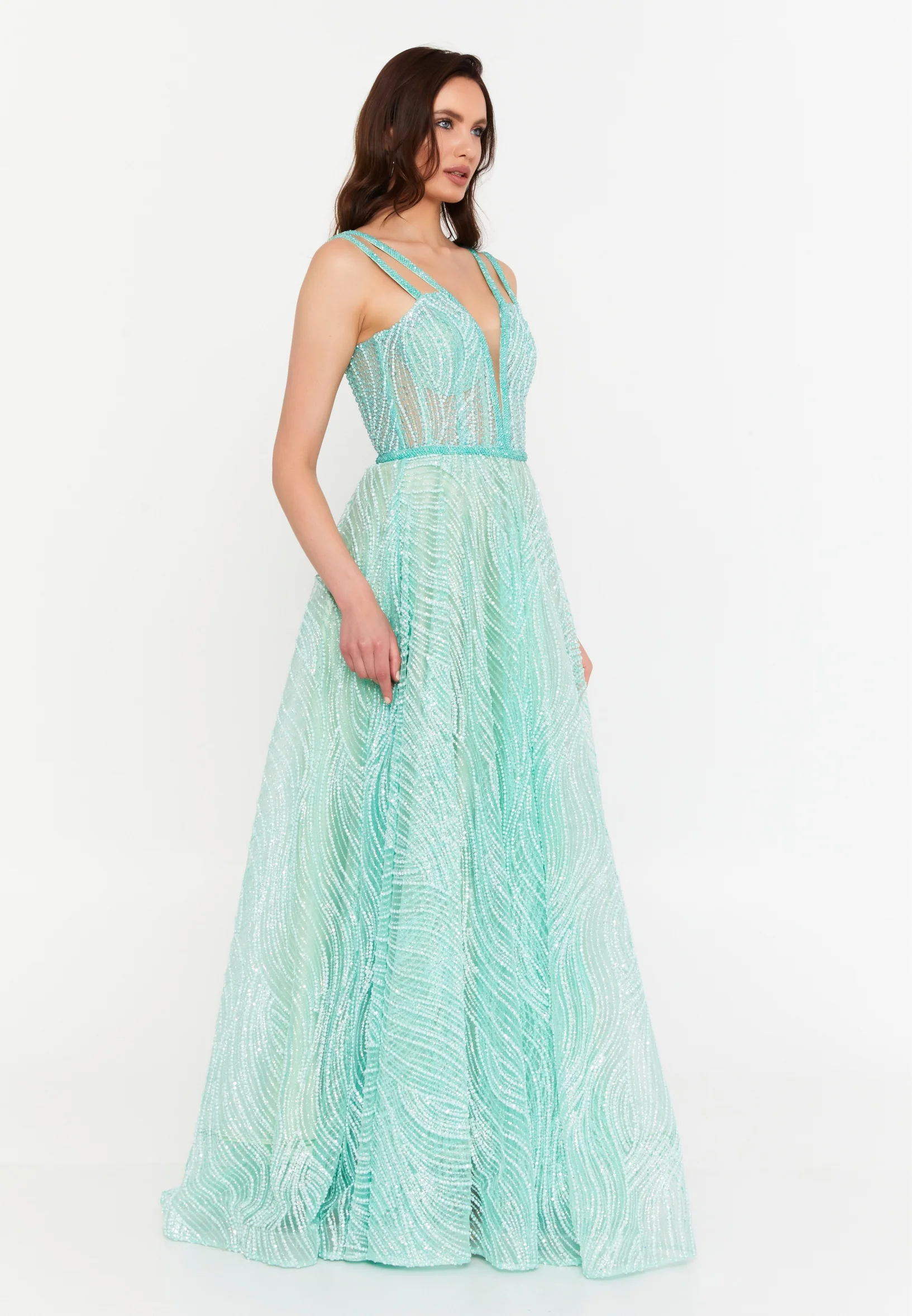 Sleeveless Maxi Tulle A - Line Regular Prom Dress aln1679 - Image 11