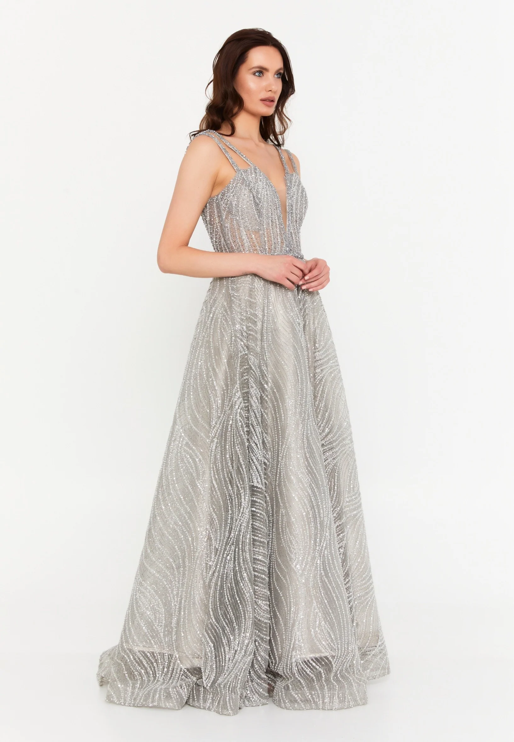 Sleeveless Maxi Tulle A - Line Regular Prom Dress aln1679 - Image 3
