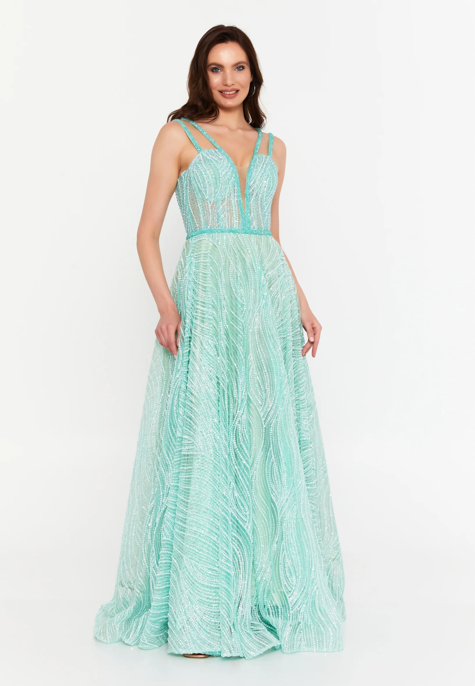 Sleeveless Maxi Tulle A - Line Regular Prom Dress aln1679 - Image 9
