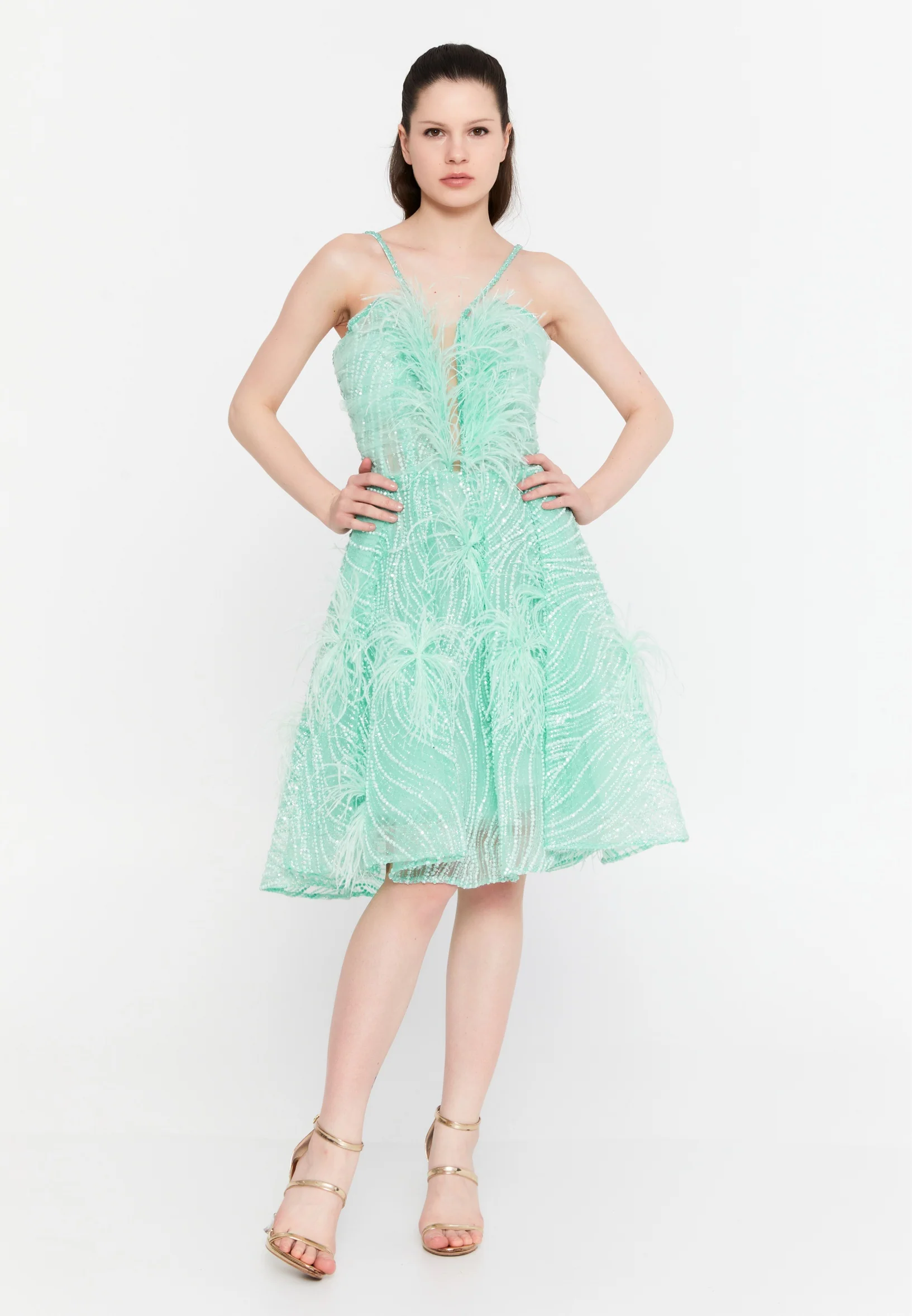 Sleeveless Maxi Tulle A - Line Regular Prom Dress aln1802