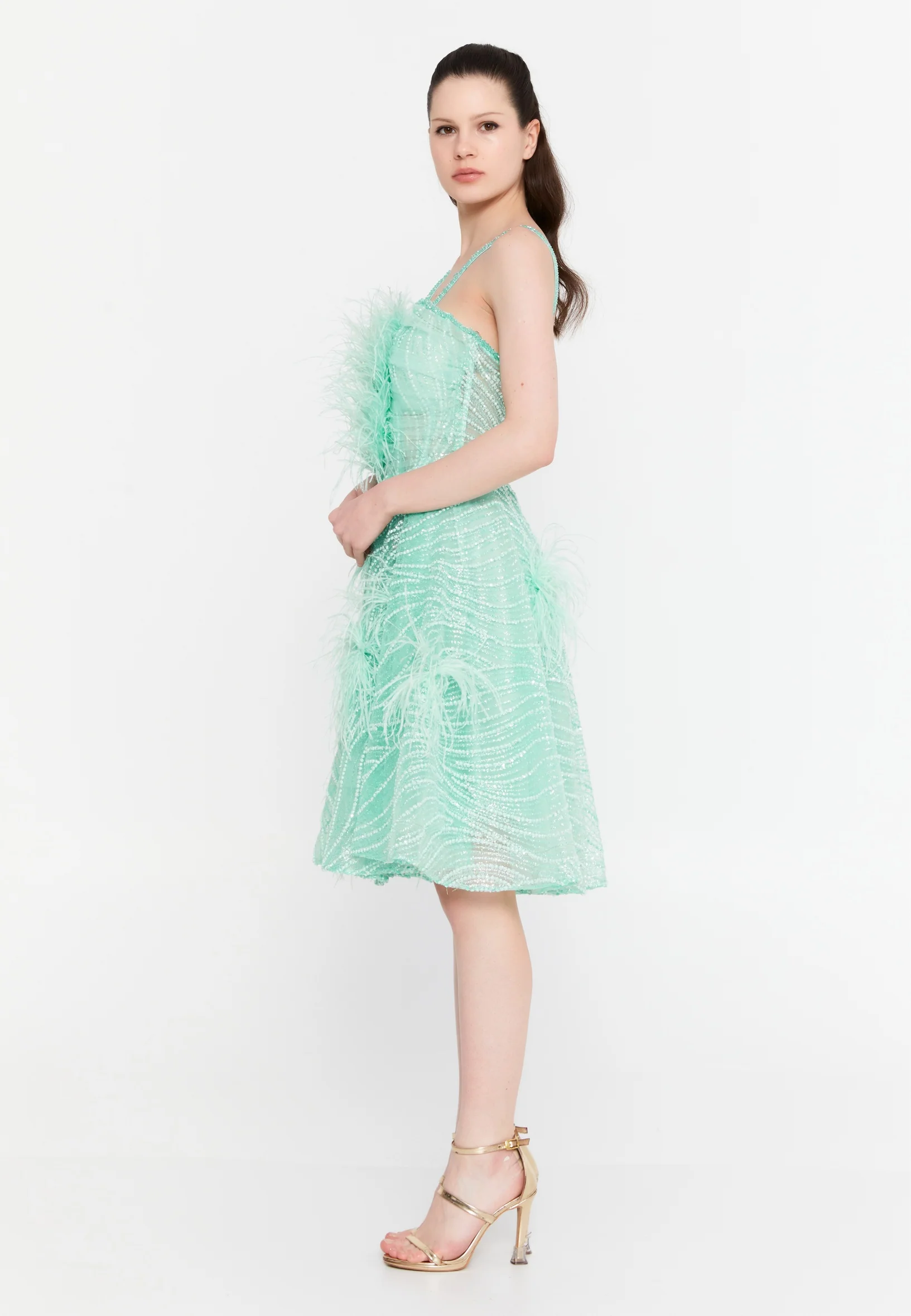 Sleeveless Maxi Tulle A - Line Regular Prom Dress aln1802 - Image 3