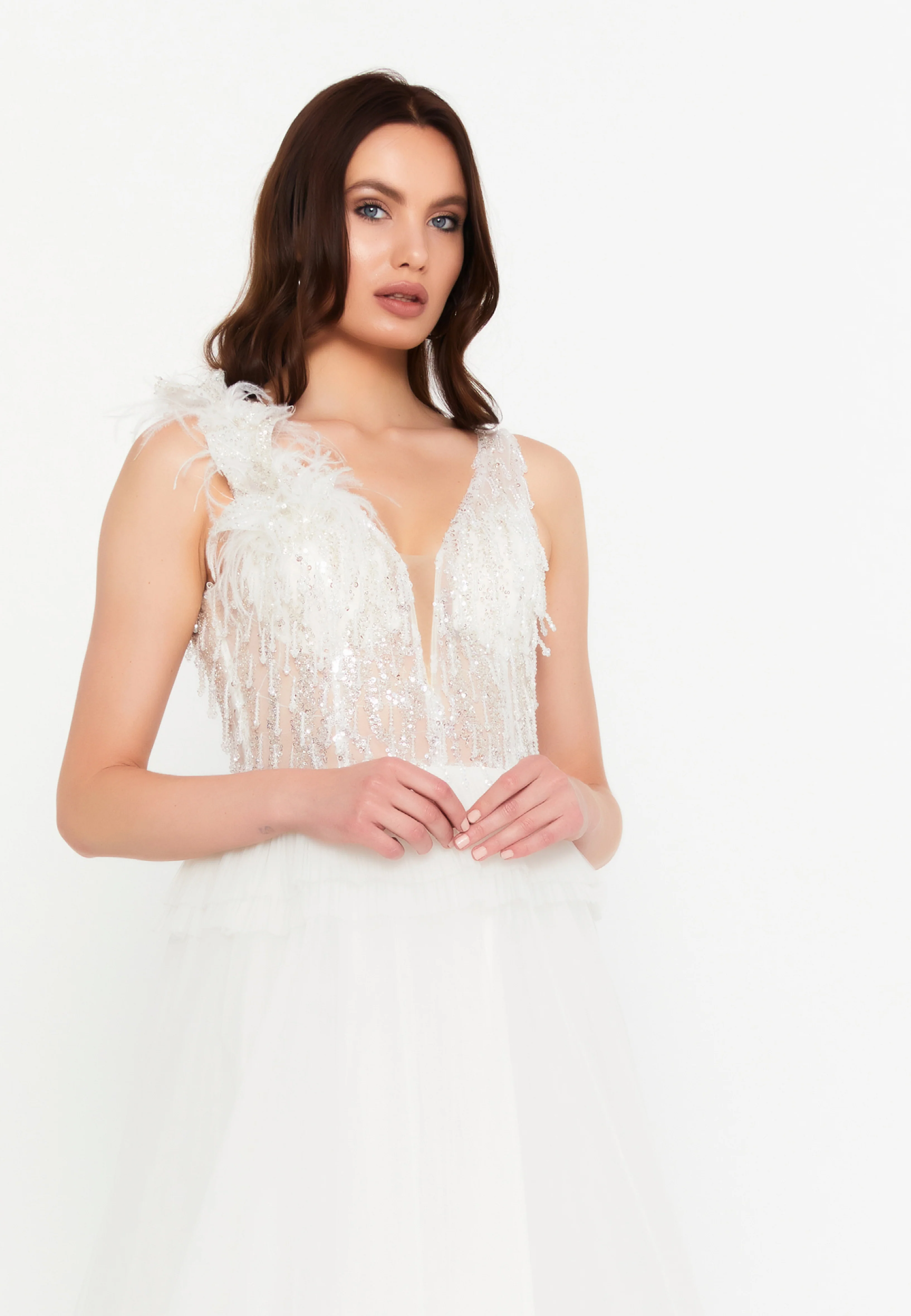 Sleeveless Maxi Tulle A - Line Regular Prom Dress aln1881 - Image 4