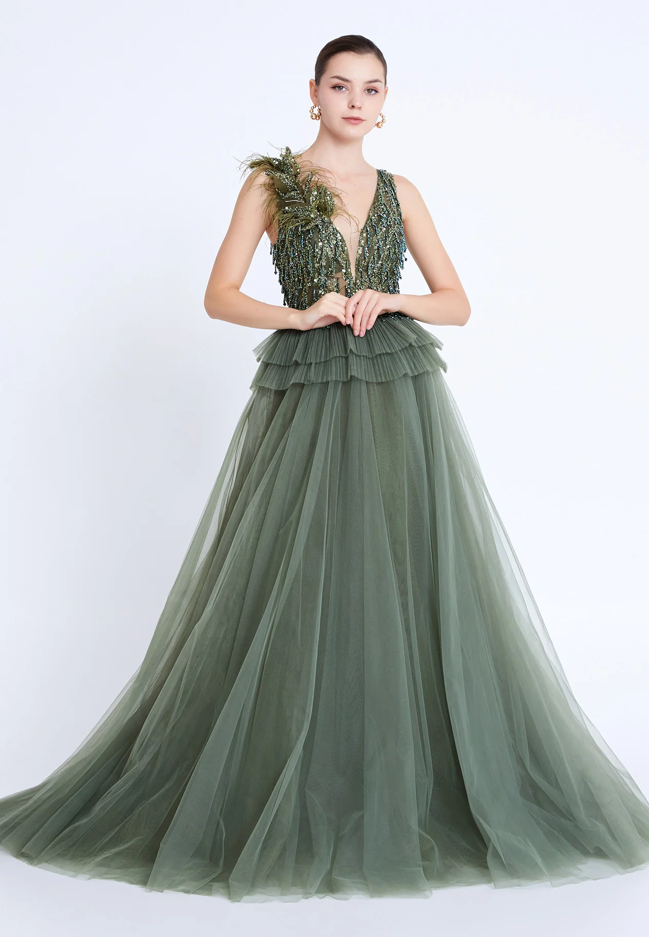 Sleeveless Maxi Tulle A - Line Regular Prom Dress aln1881 - Image 9