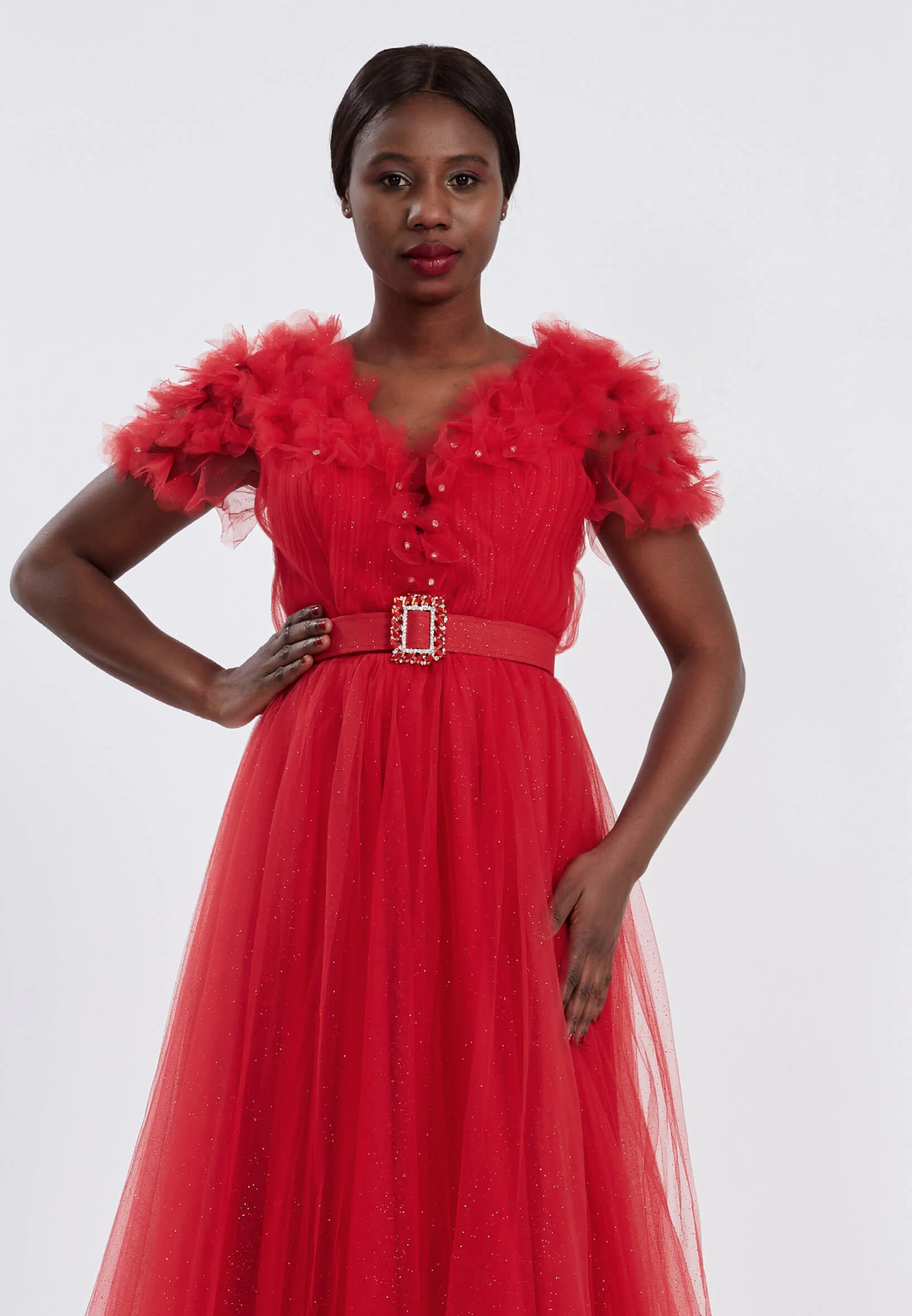Sleeveless Maxi Tulle A - Line Regular Prom Dress brq1220 - Image 12