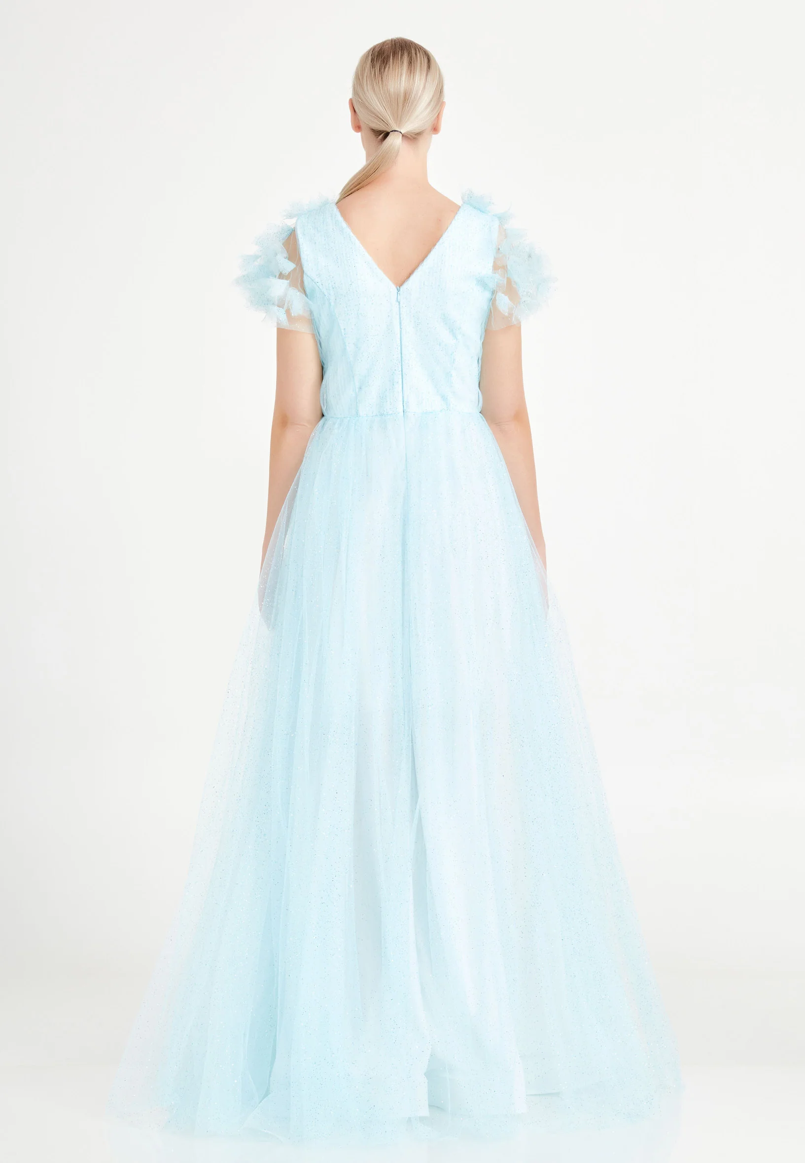 Sleeveless Maxi Tulle A - Line Regular Prom Dress brq1220 - Image 2