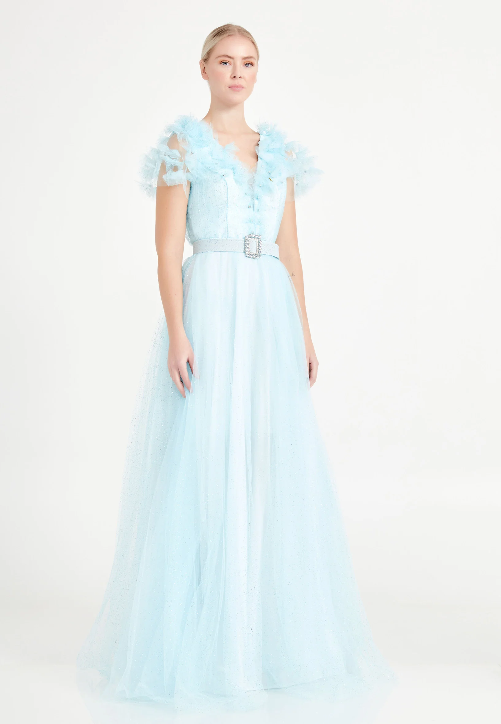 Sleeveless Maxi Tulle A - Line Regular Prom Dress brq1220 - Image 3