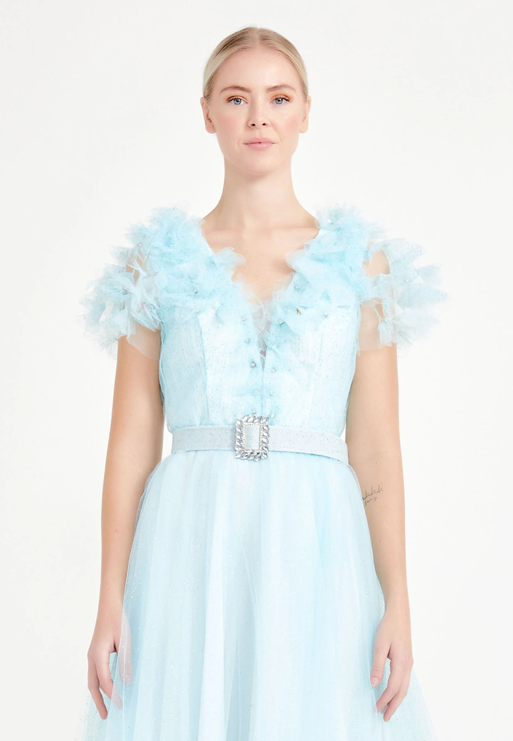 Sleeveless Maxi Tulle A - Line Regular Prom Dress brq1220 - Image 4
