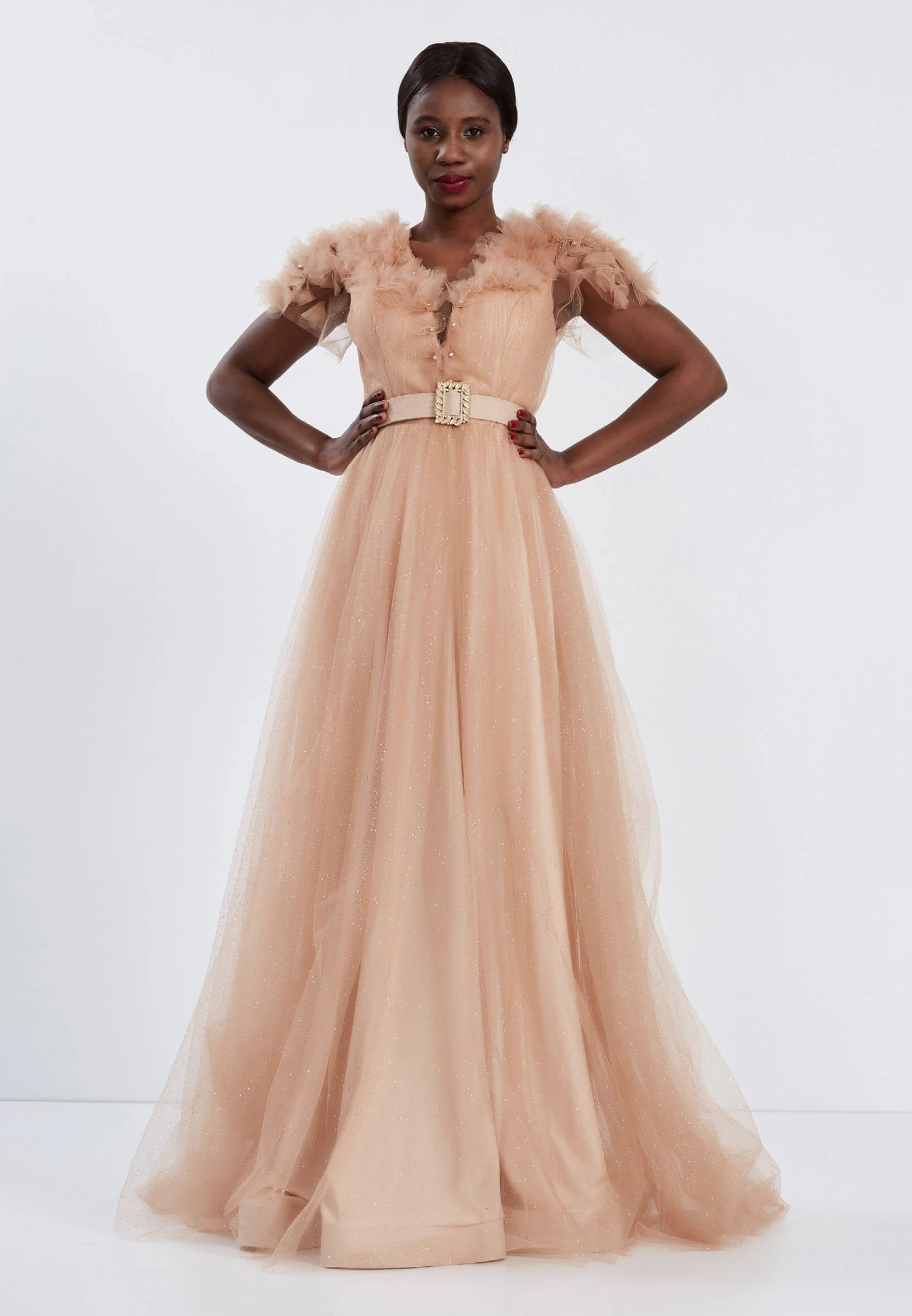 Sleeveless Maxi Tulle A - Line Regular Prom Dress brq1220 - Image 5