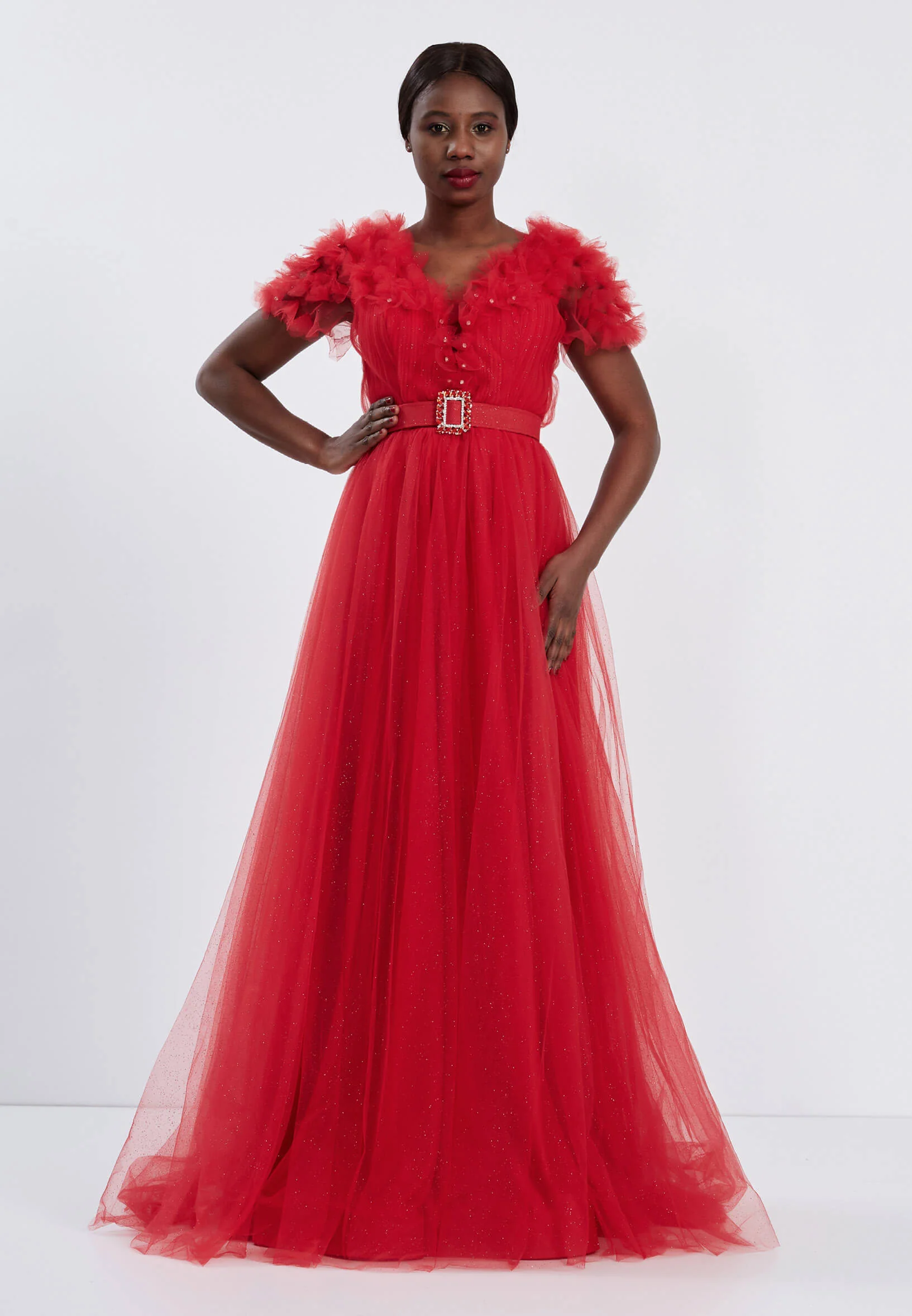 Sleeveless Maxi Tulle A - Line Regular Prom Dress brq1220 - Image 9