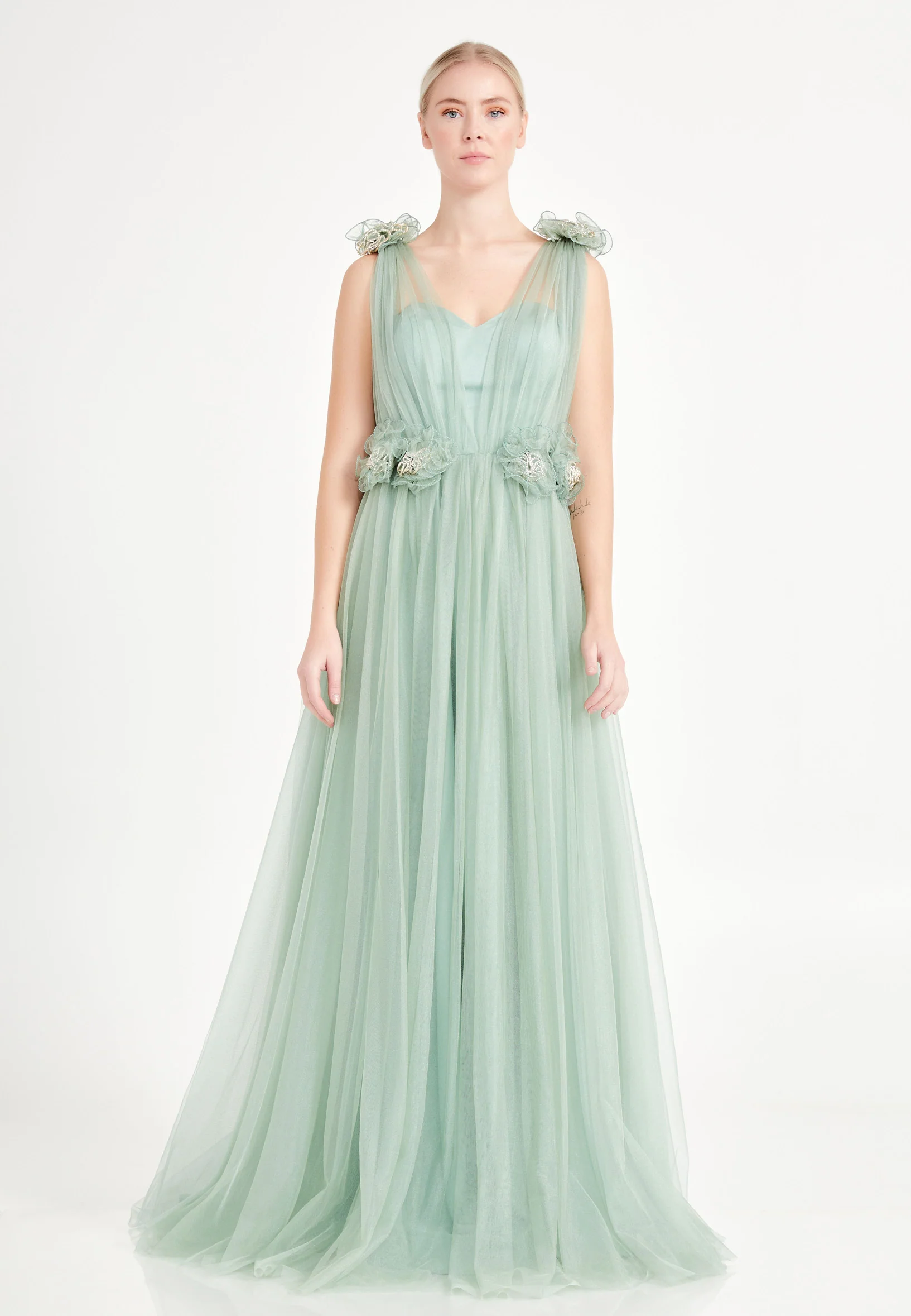 Sleeveless Maxi Tulle A - Line Regular Prom Dress brq1226 - Image 10