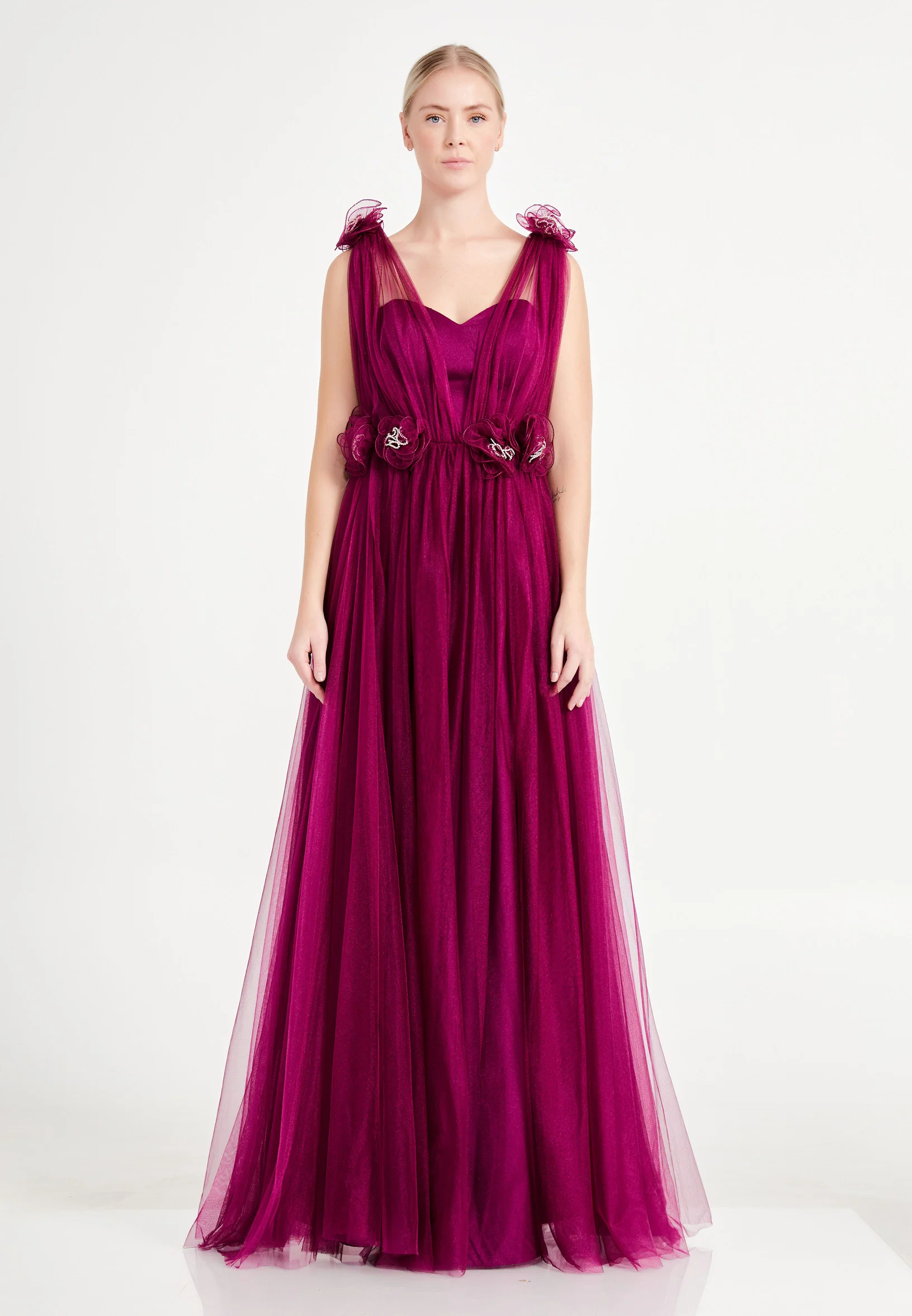 Sleeveless Maxi Tulle A - Line Regular Prom Dress brq1226 - Image 14