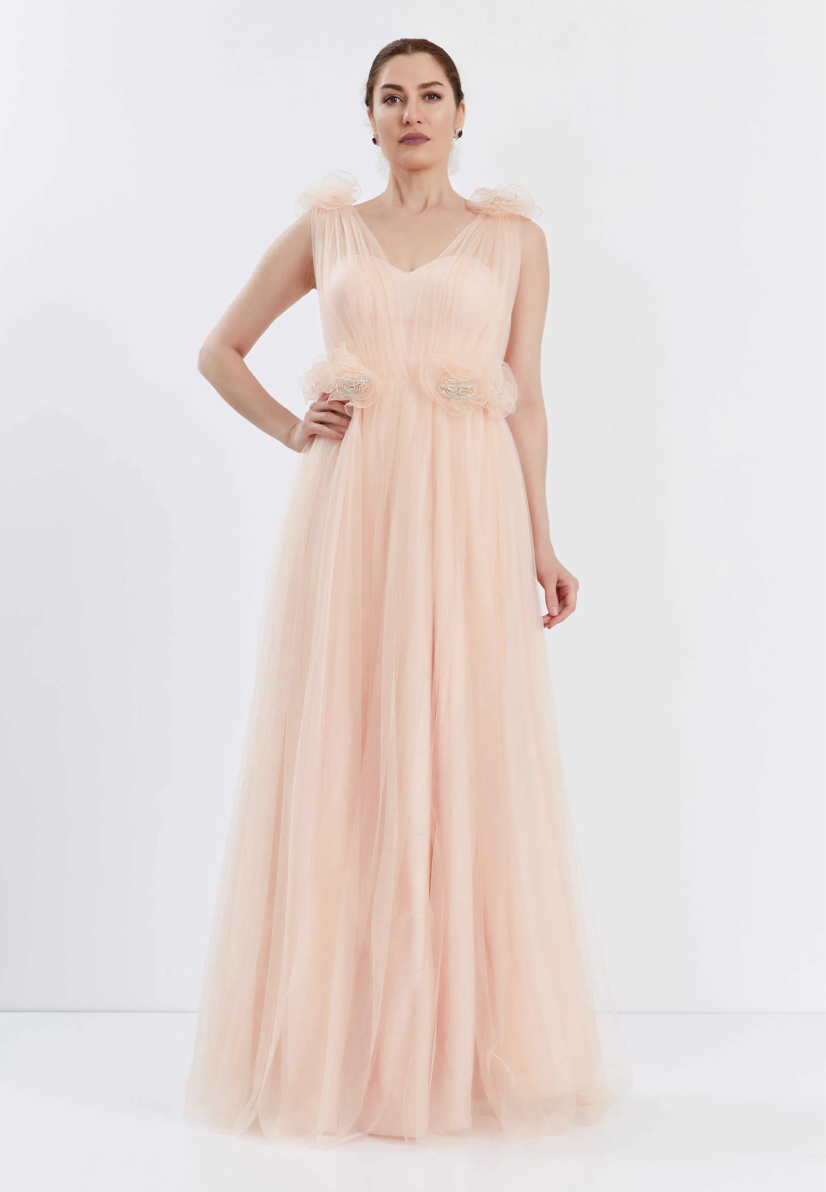 Sleeveless Maxi Tulle A - Line Regular Prom Dress brq1226 - Image 18