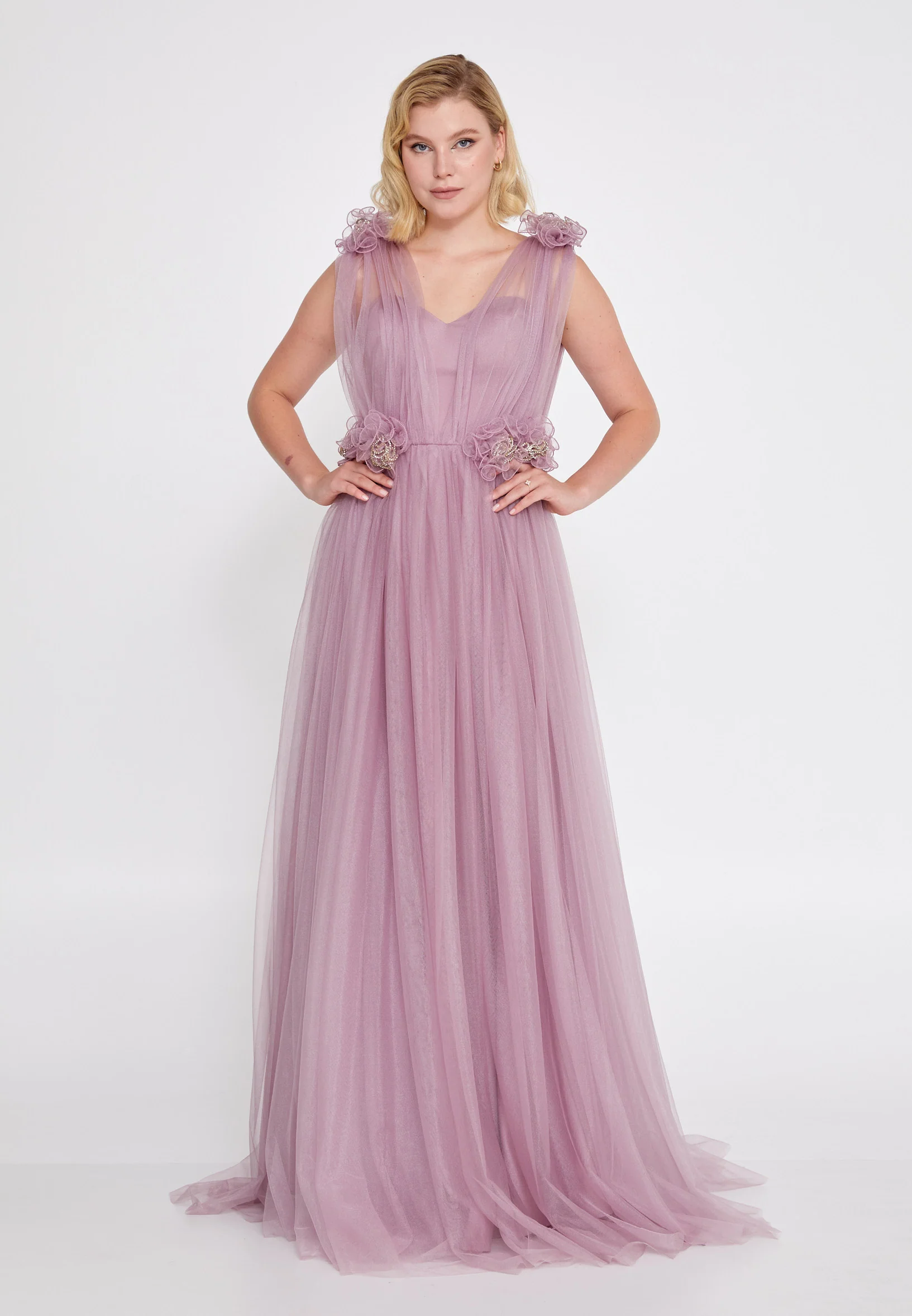 Sleeveless Maxi Tulle A - Line Regular Prom Dress brq1226 - Image 6