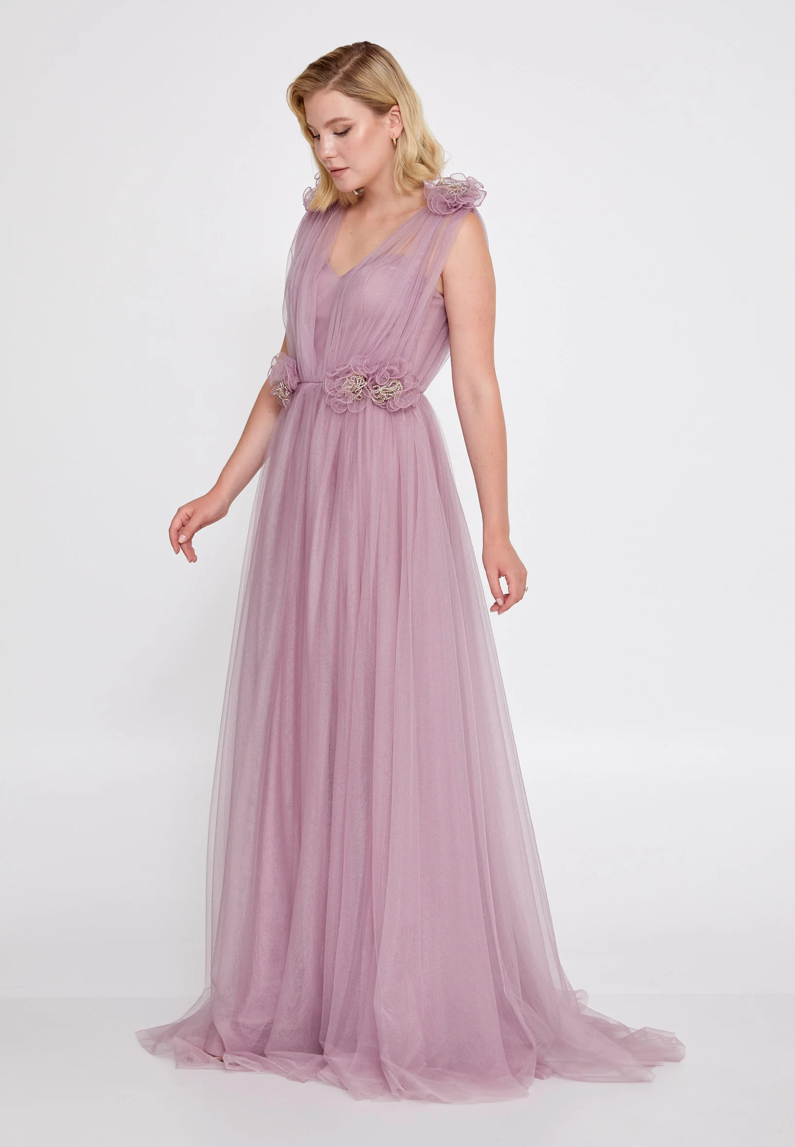 Sleeveless Maxi Tulle A - Line Regular Prom Dress brq1226 - Image 8