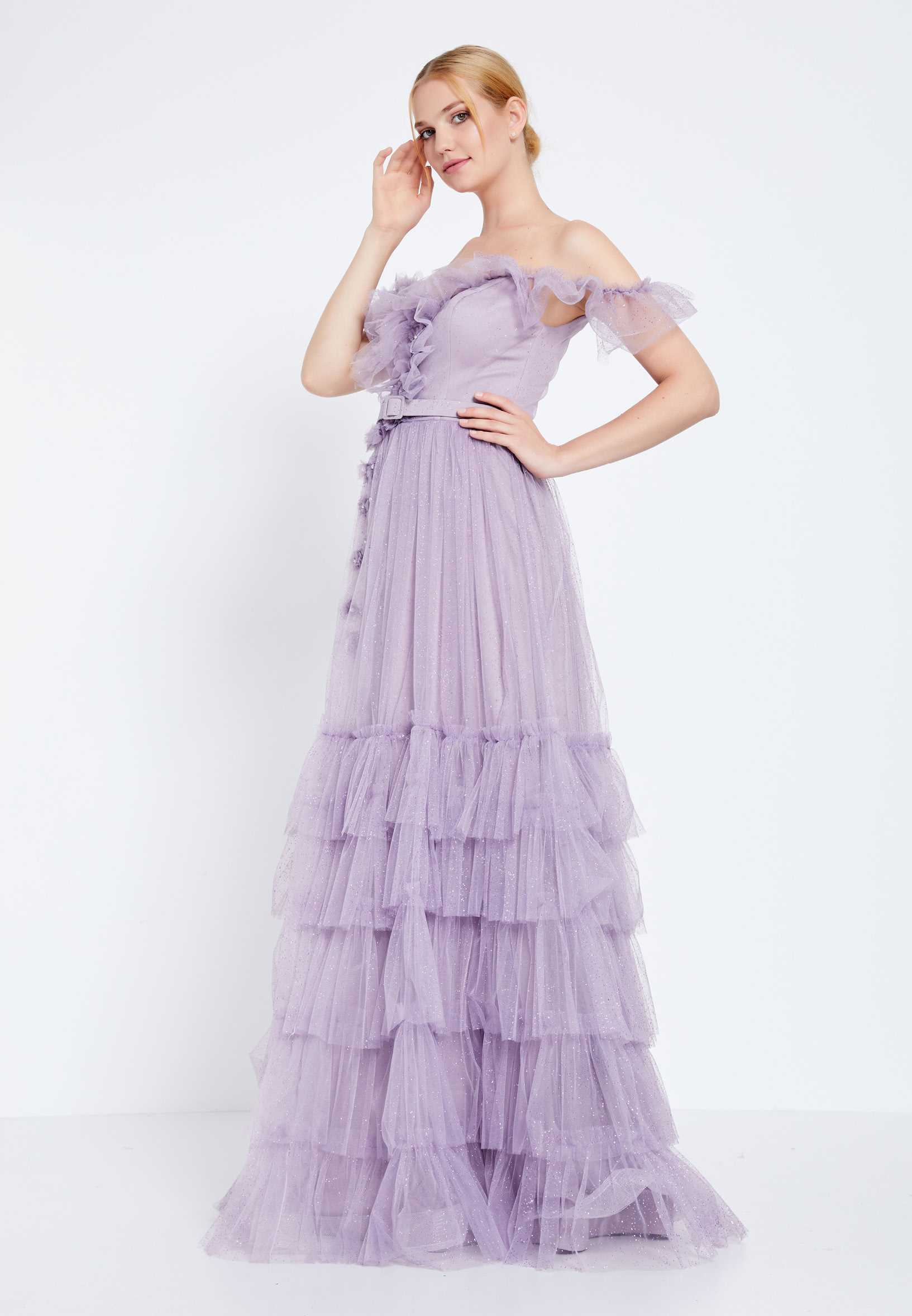 Sleeveless Maxi Tulle A - Line Regular Prom Dress brq1231 - Image 11