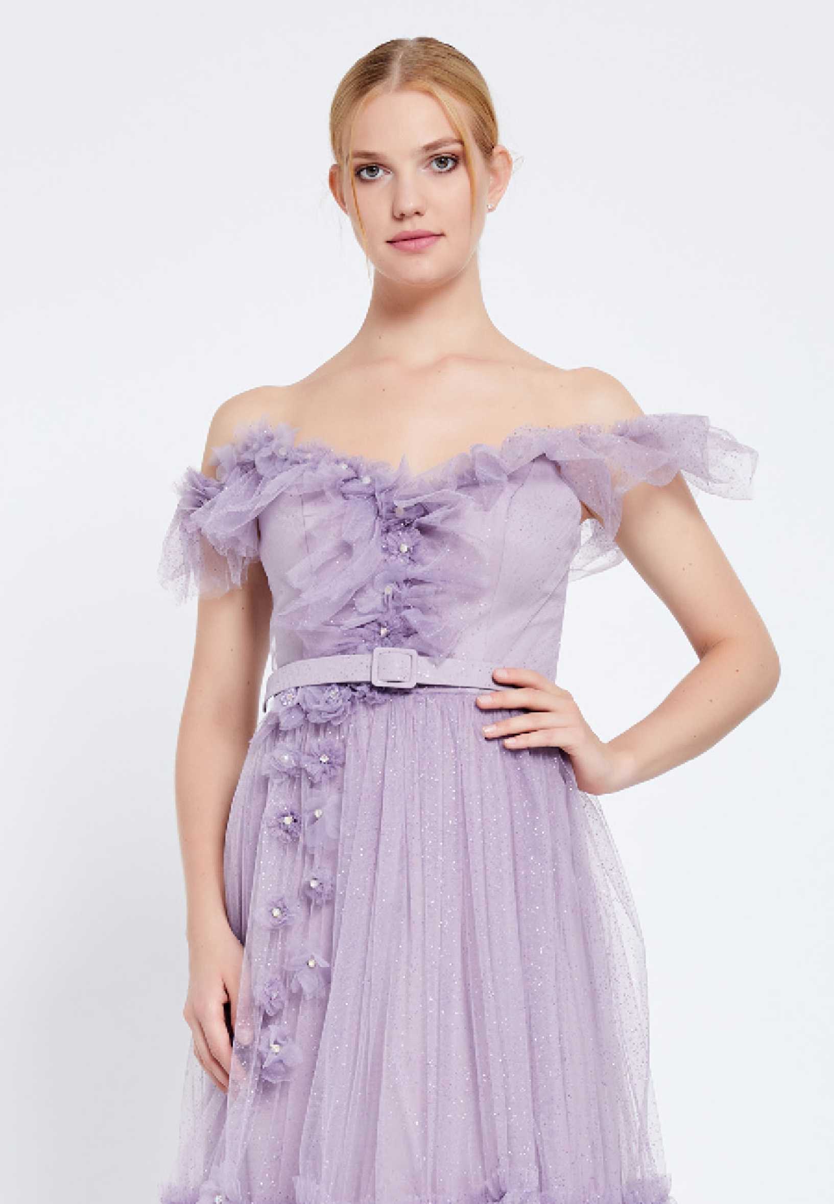 Sleeveless Maxi Tulle A - Line Regular Prom Dress brq1231 - Image 12