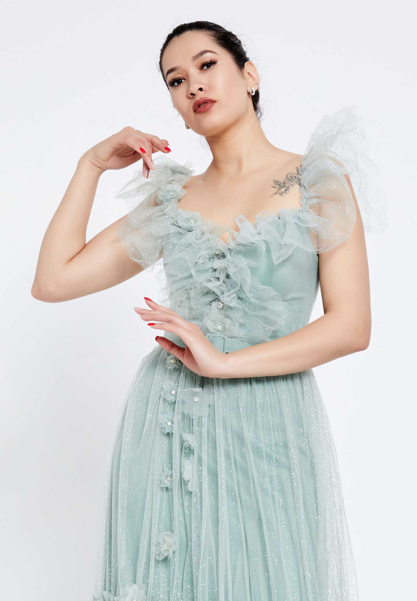 Sleeveless Maxi Tulle A - Line Regular Prom Dress brq1231 - Image 8