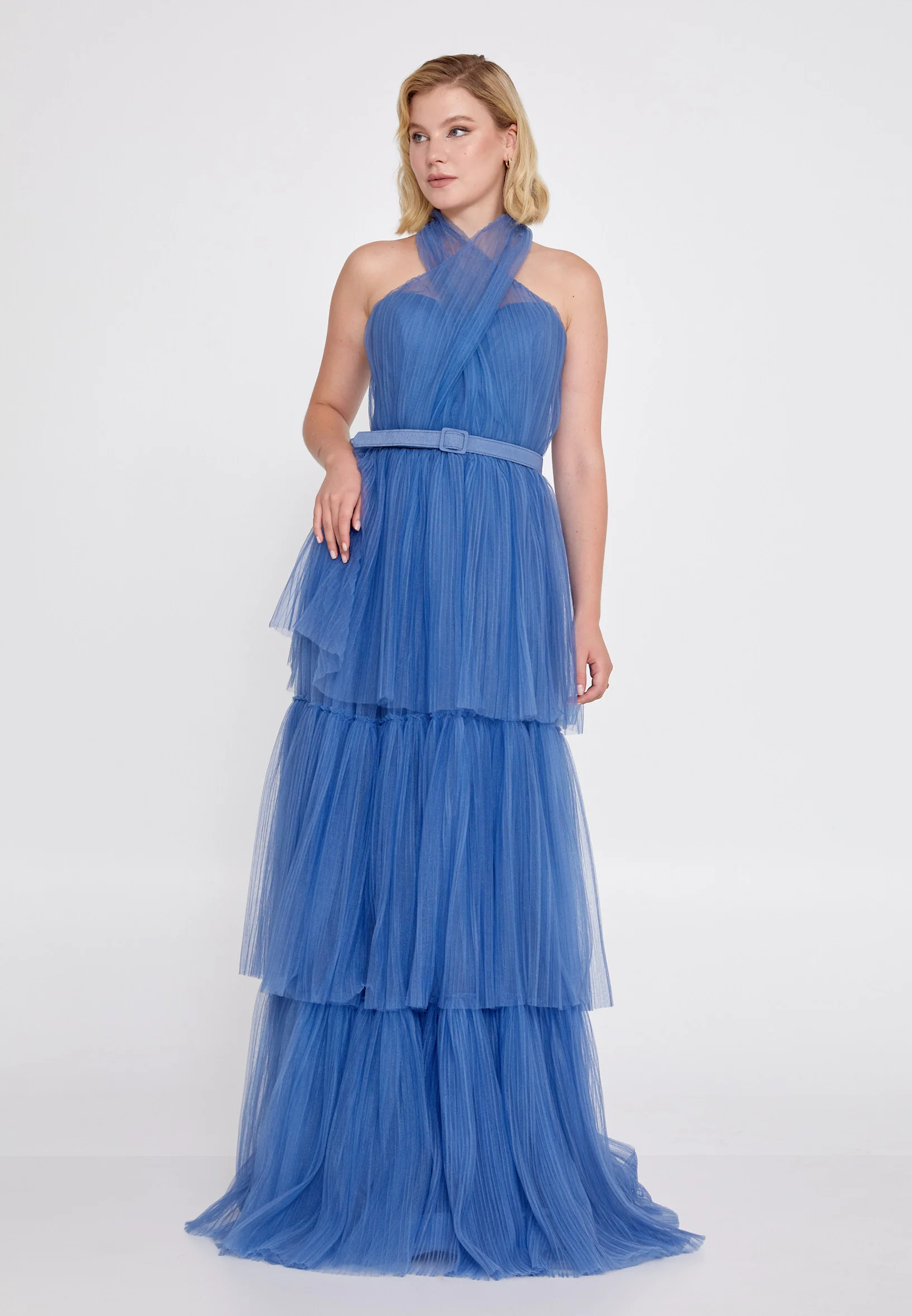 Sleeveless Maxi Tulle A - Line Regular Prom Dress brq1236