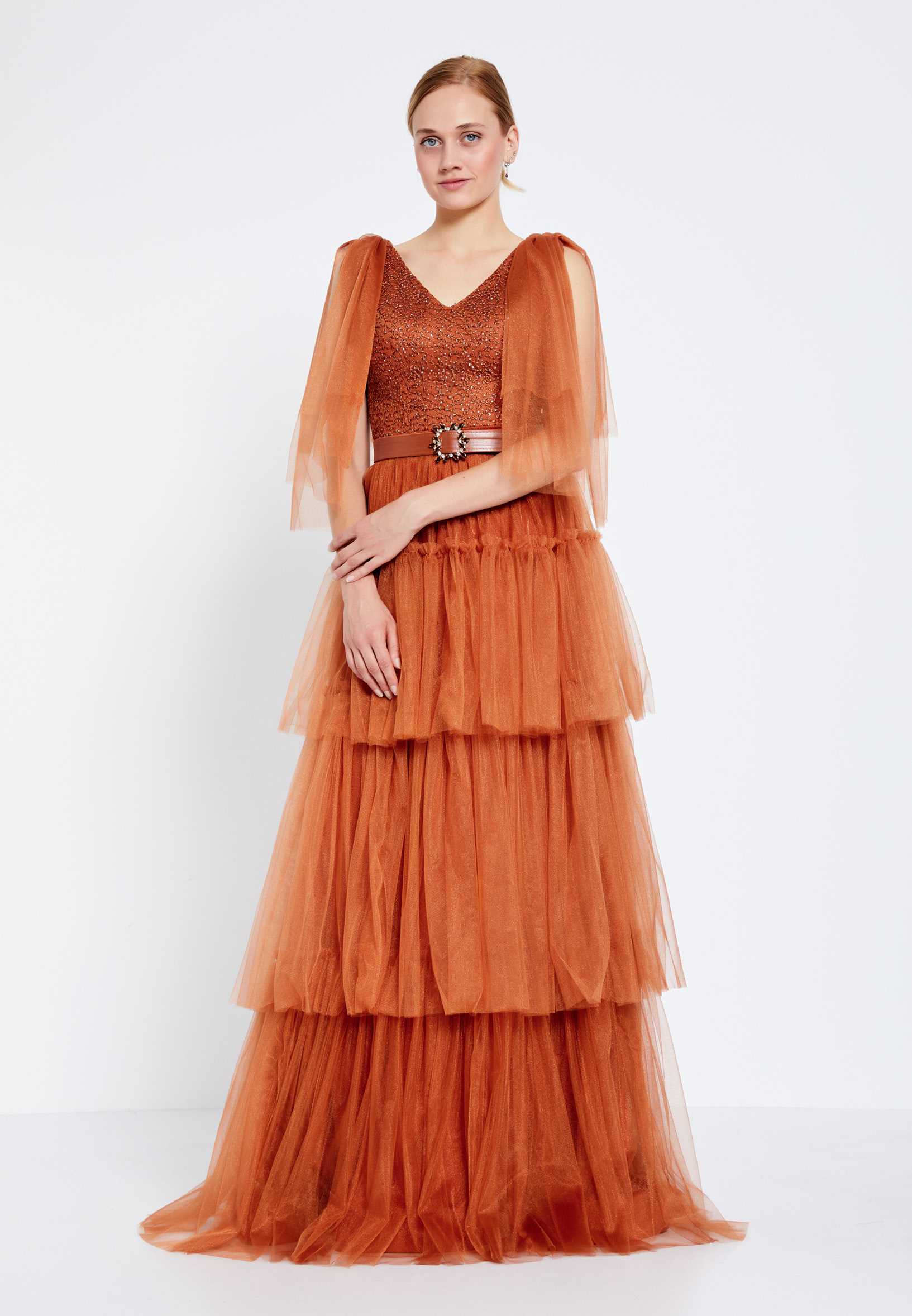 Sleeveless Maxi Tulle A - Line Regular Prom Dress brq1262