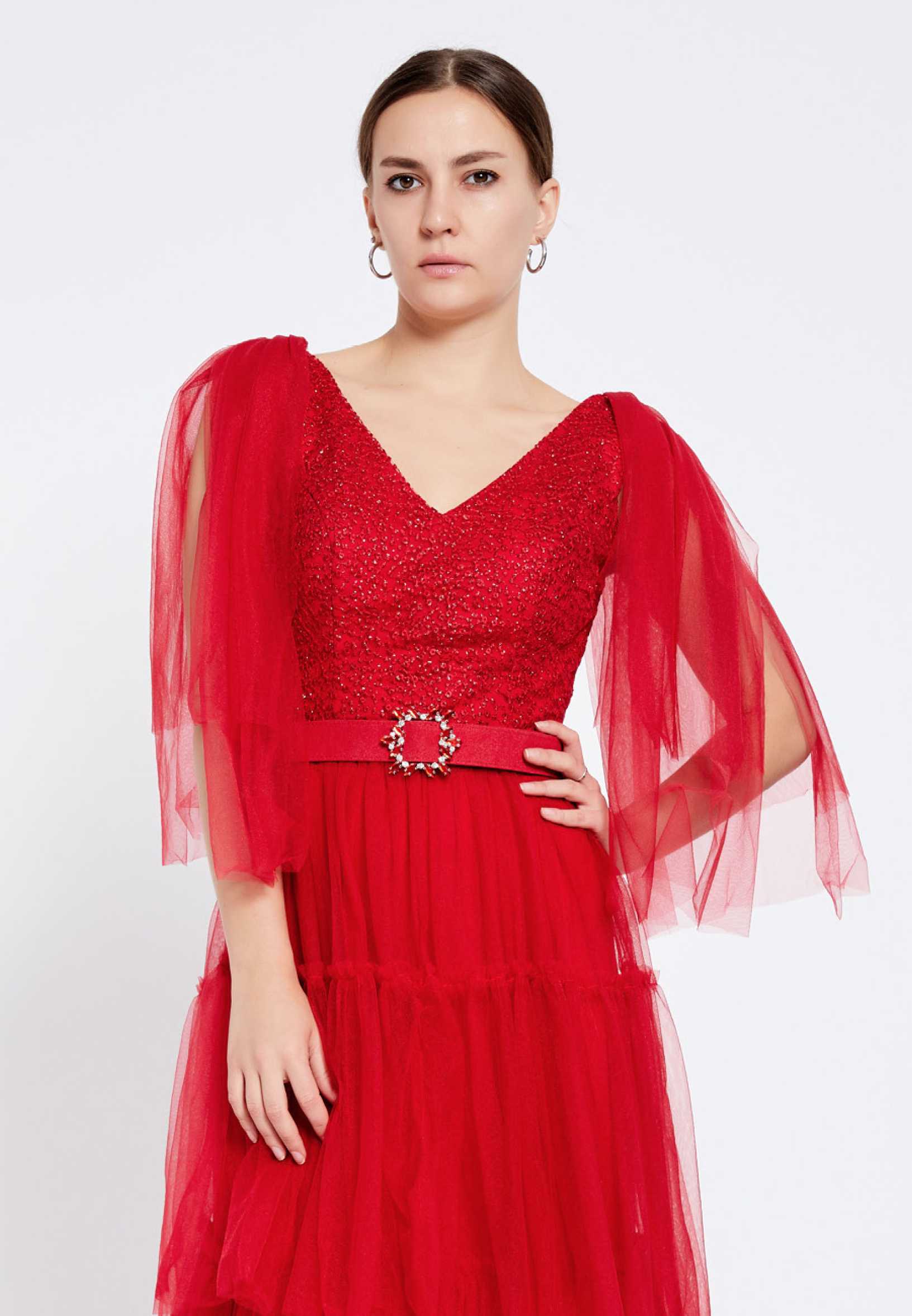 Sleeveless Maxi Tulle A - Line Regular Prom Dress brq1262 - Image 16
