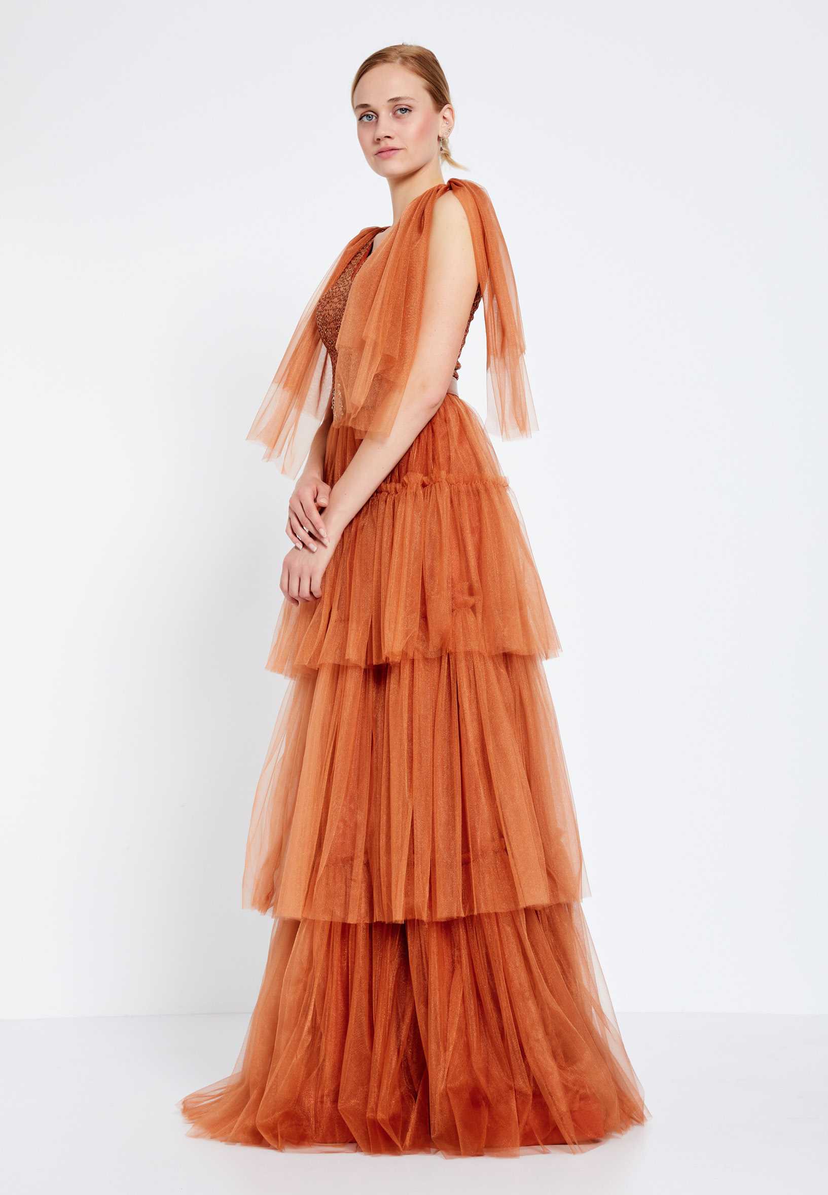 Sleeveless Maxi Tulle A - Line Regular Prom Dress brq1262 - Image 3
