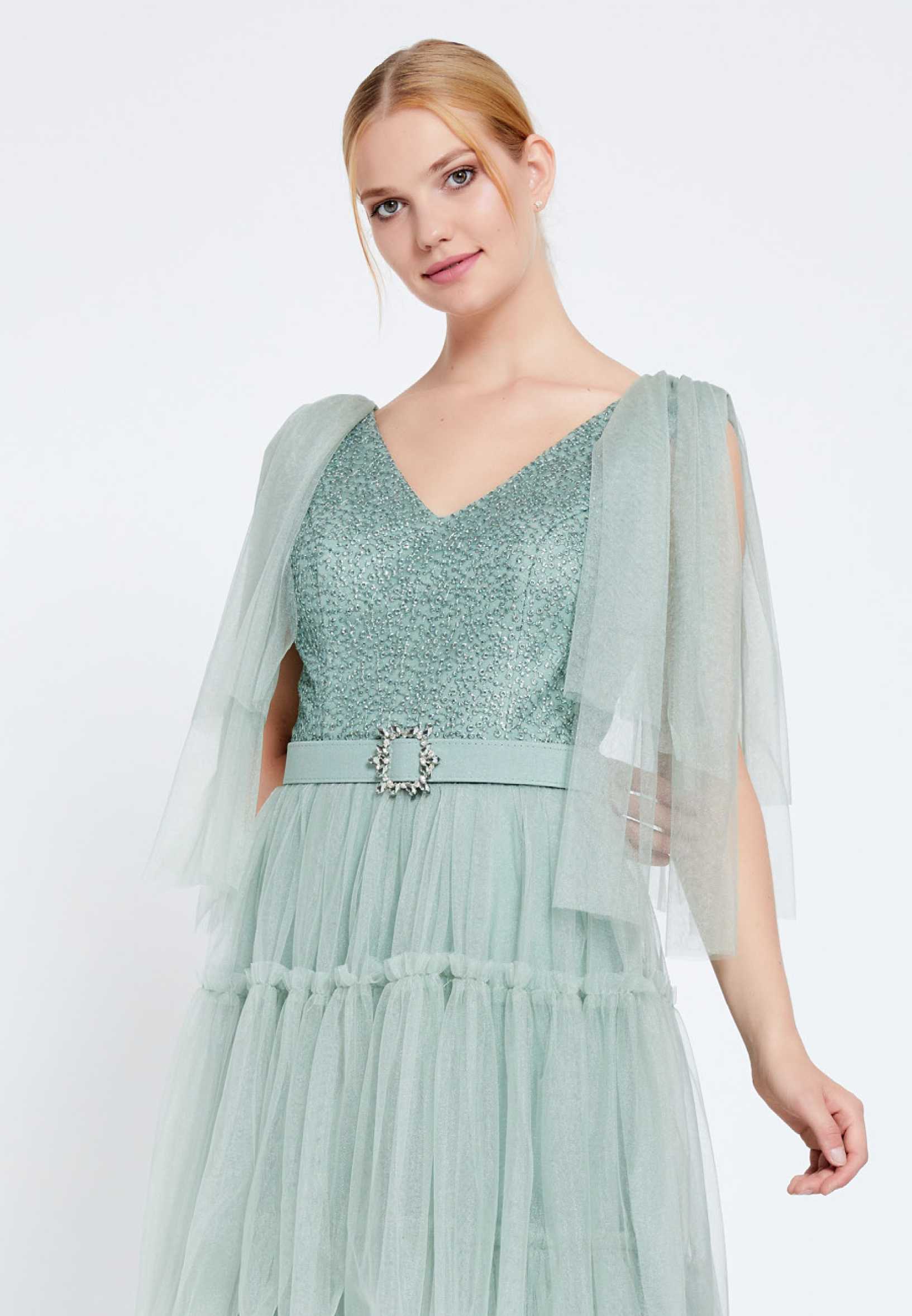 Sleeveless Maxi Tulle A - Line Regular Prom Dress brq1262 - Image 8