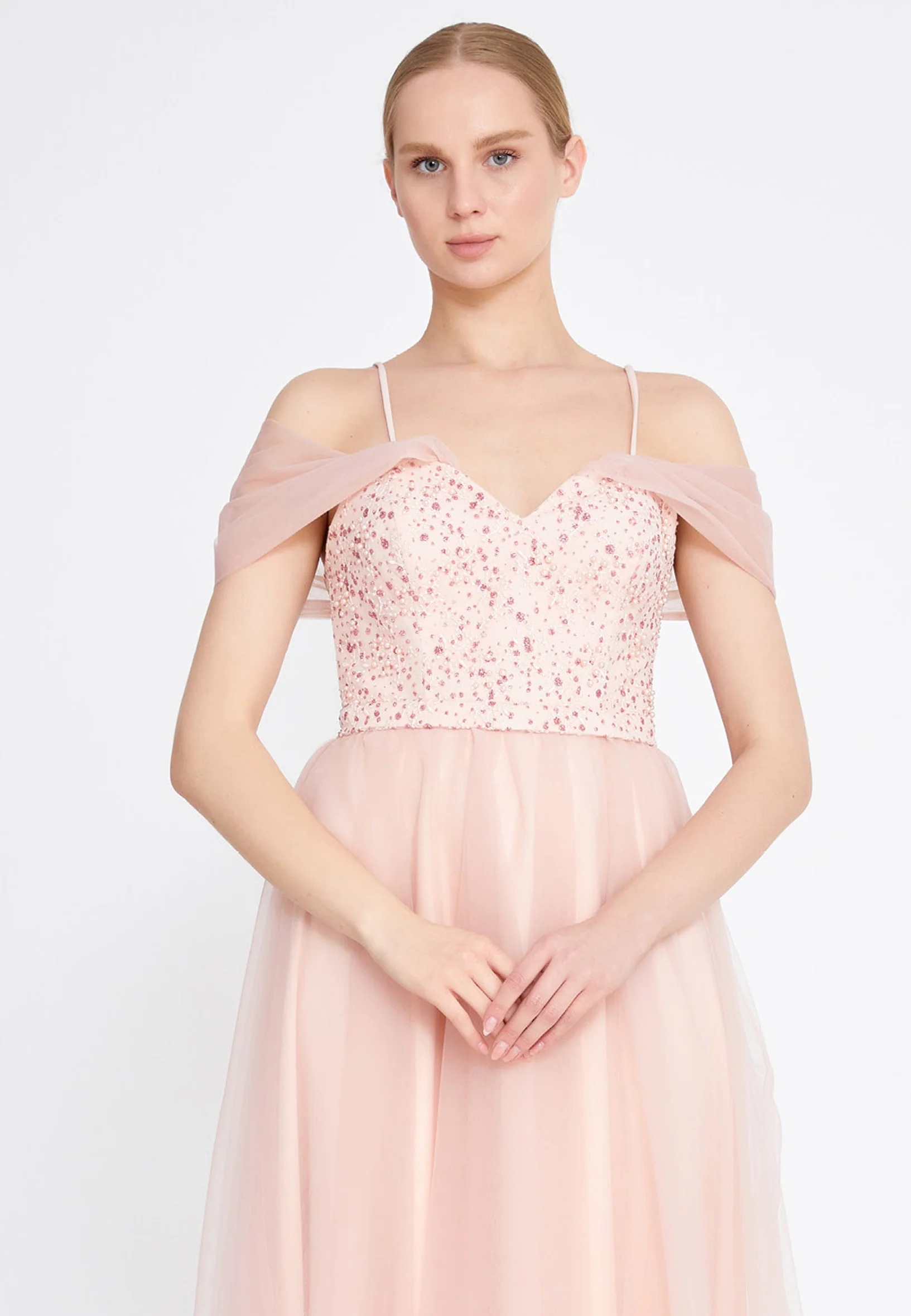 Sleeveless Maxi Tulle A - Line Regular Prom Dress cel4005 - Image 9
