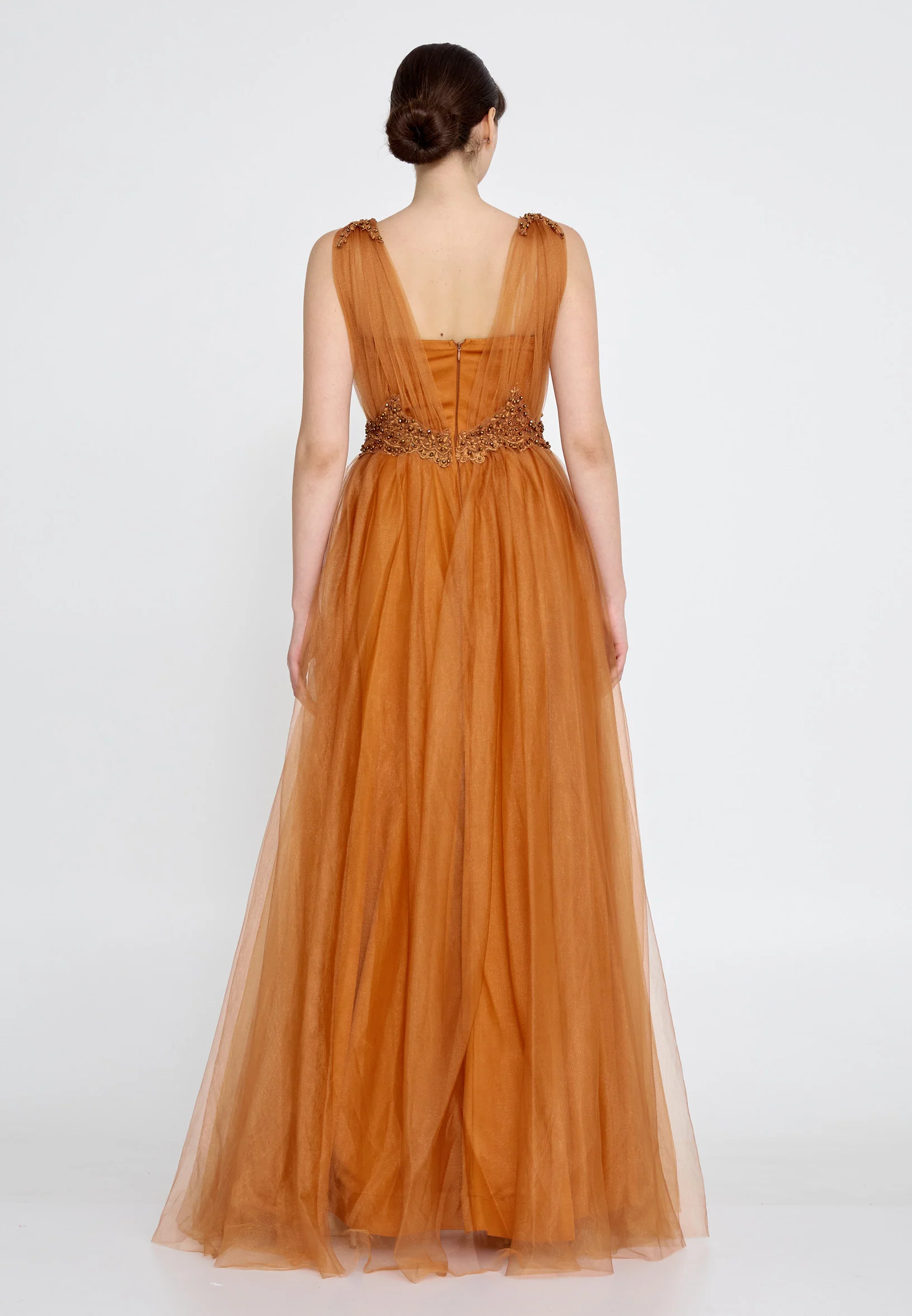 Sleeveless Maxi Tulle A - Line Regular Prom Dress efl21y447 - Image 2