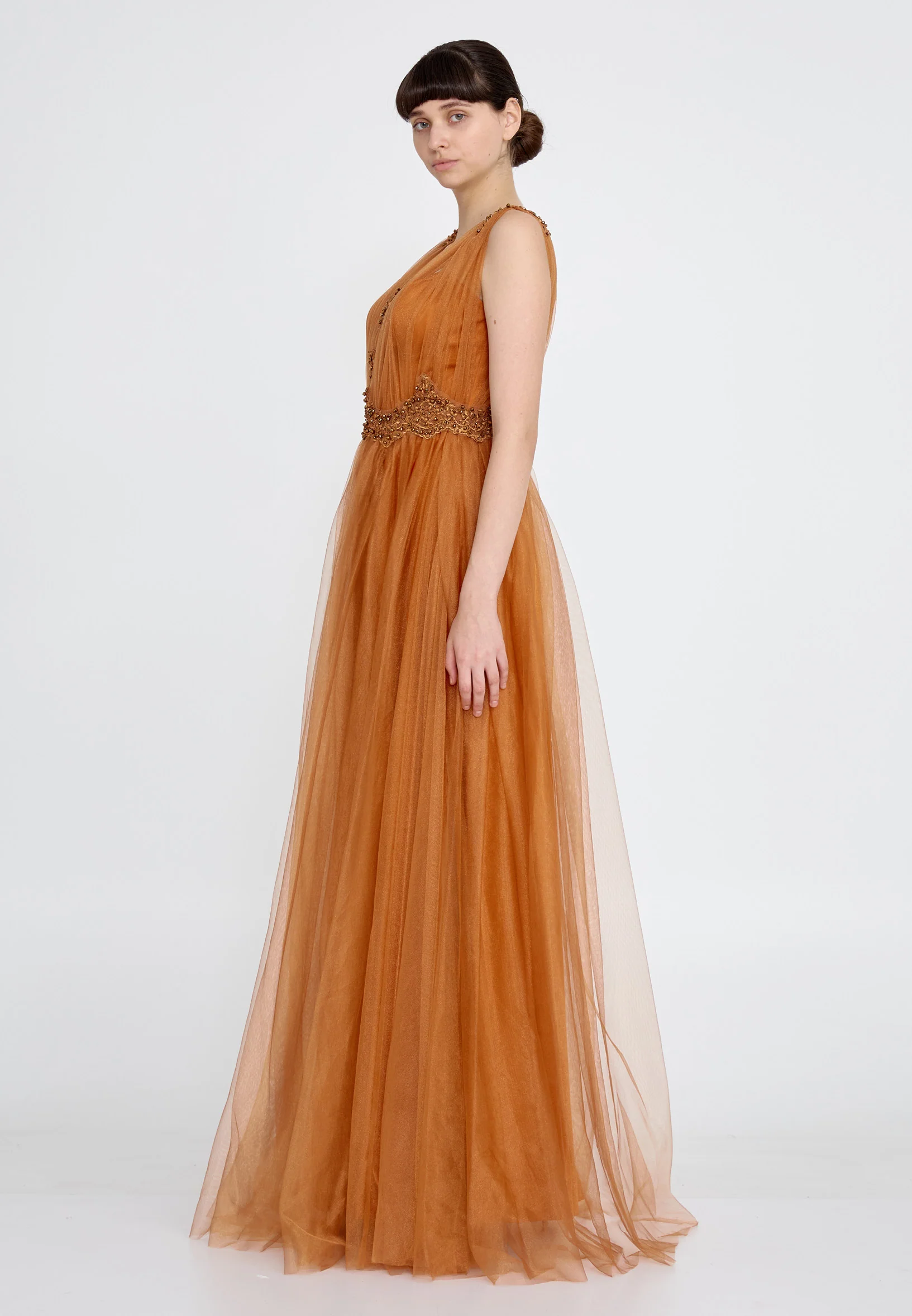 Sleeveless Maxi Tulle A - Line Regular Prom Dress efl21y447 - Image 3