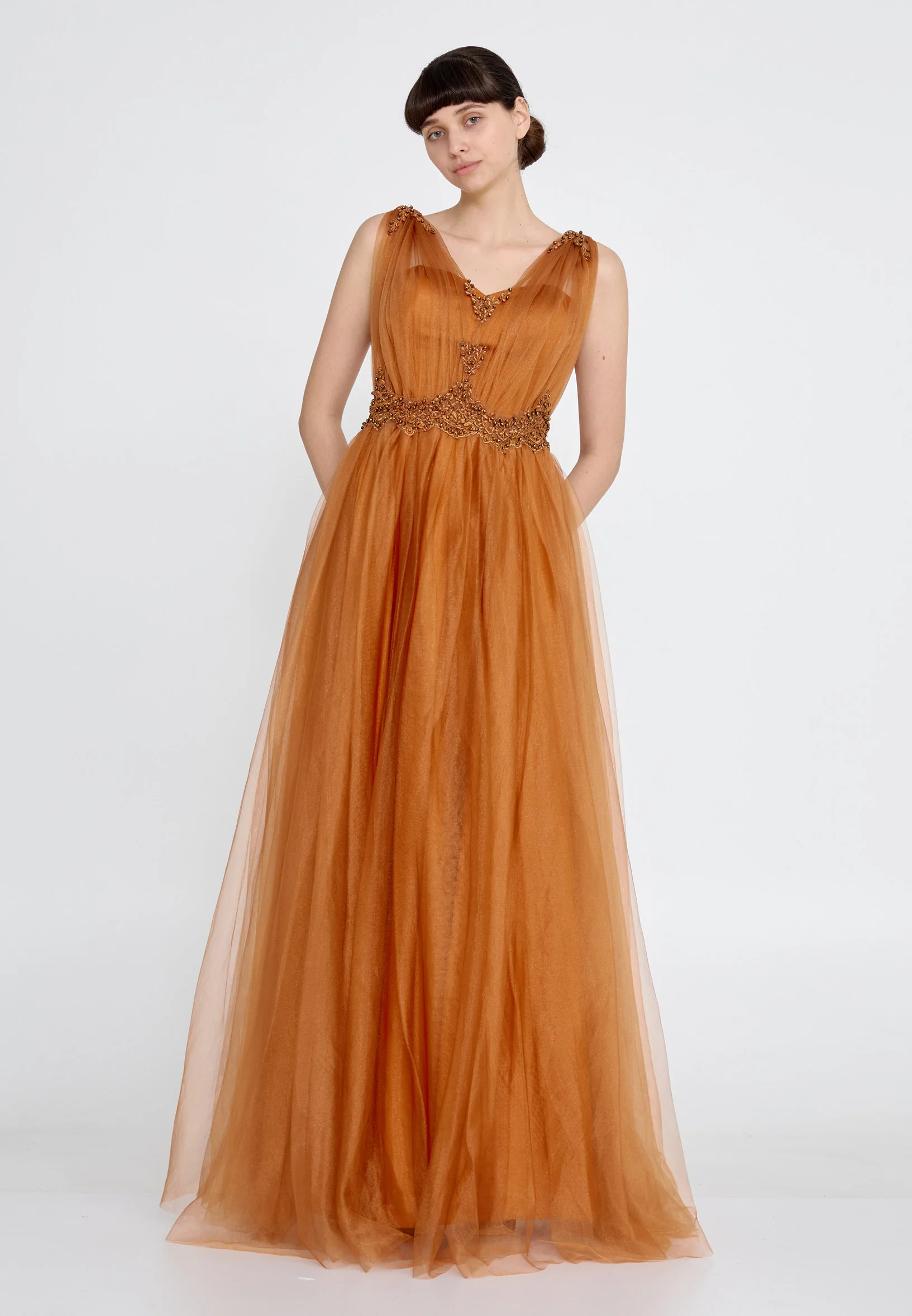 Sleeveless Maxi Tulle A - Line Regular Prom Dress efl21y447 - Image 4