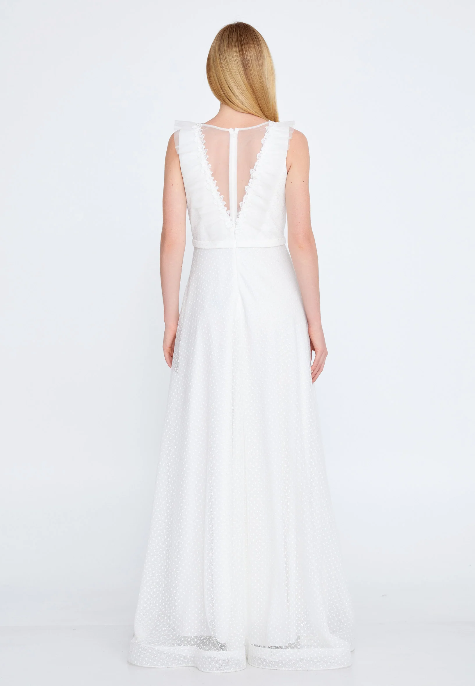 Sleeveless Maxi Tulle A - Line Regular Prom Dress fvl2415 - Image 2