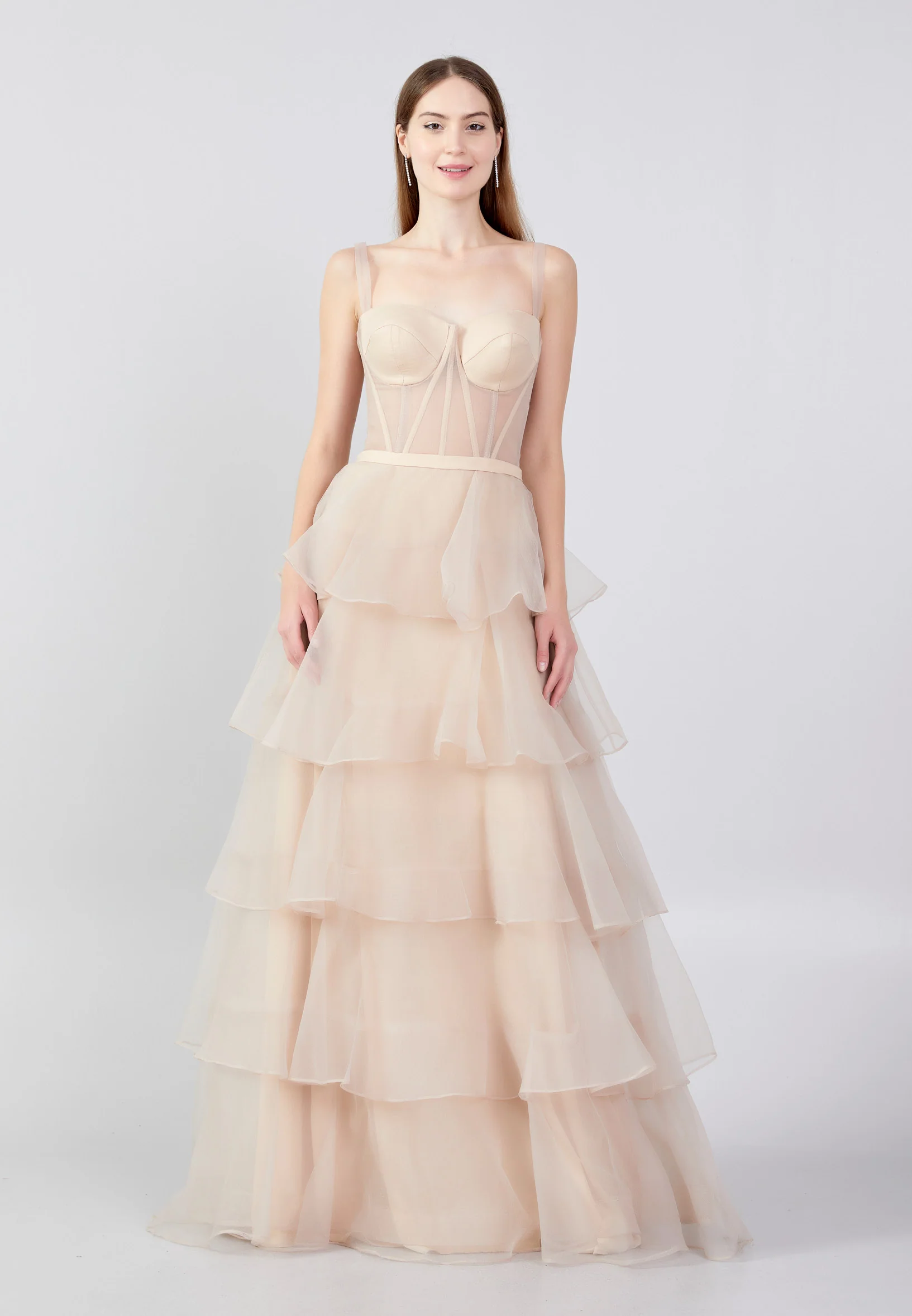 Sleeveless Maxi Tulle A - Line Regular Prom Dress liw1194