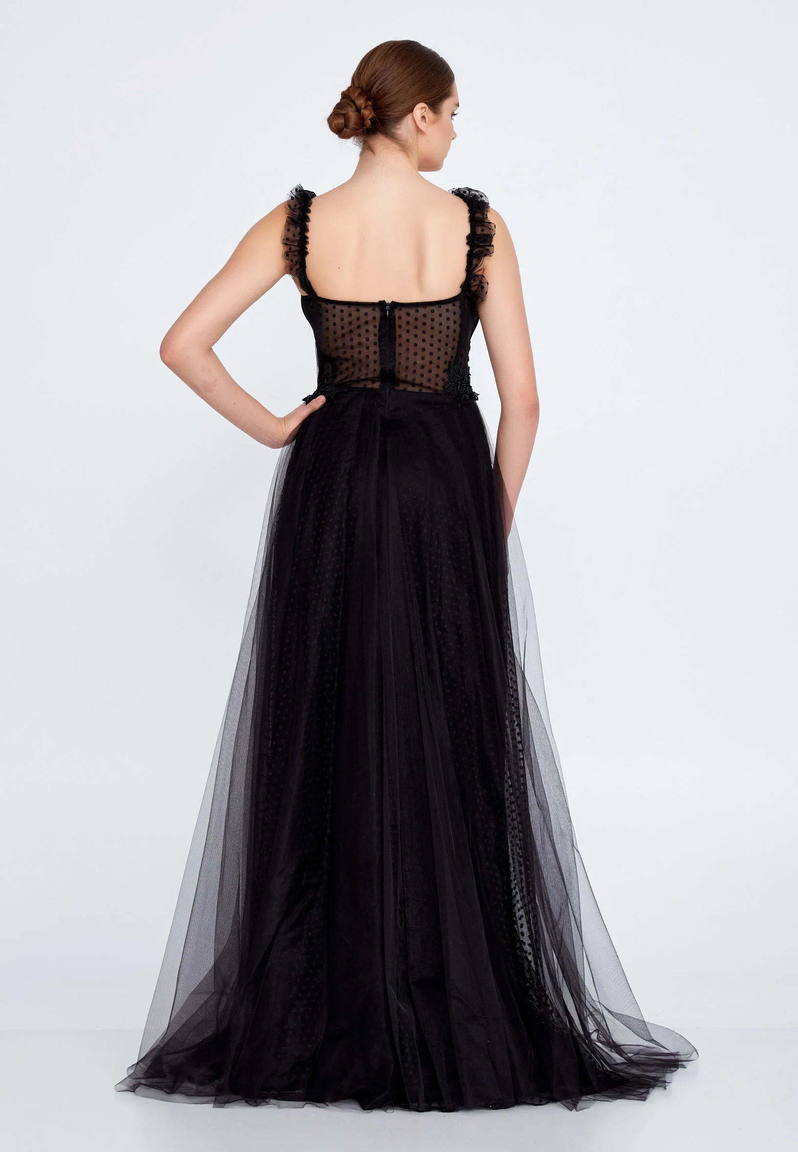 Sleeveless Maxi Tulle A - Line Regular Prom Dress liw1209 - Image 2