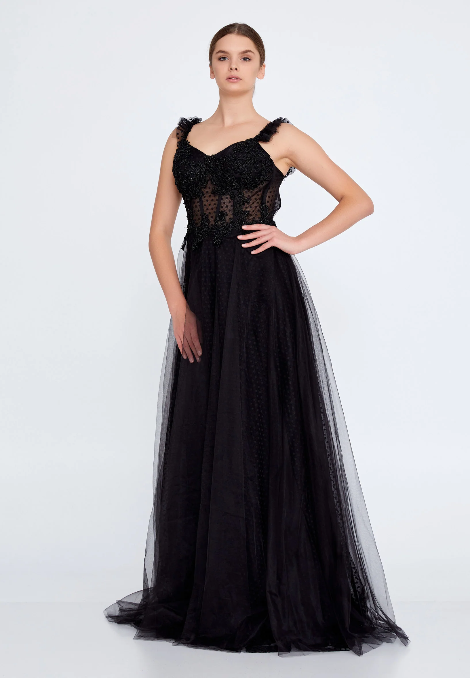 Sleeveless Maxi Tulle A - Line Regular Prom Dress liw1209 - Image 3