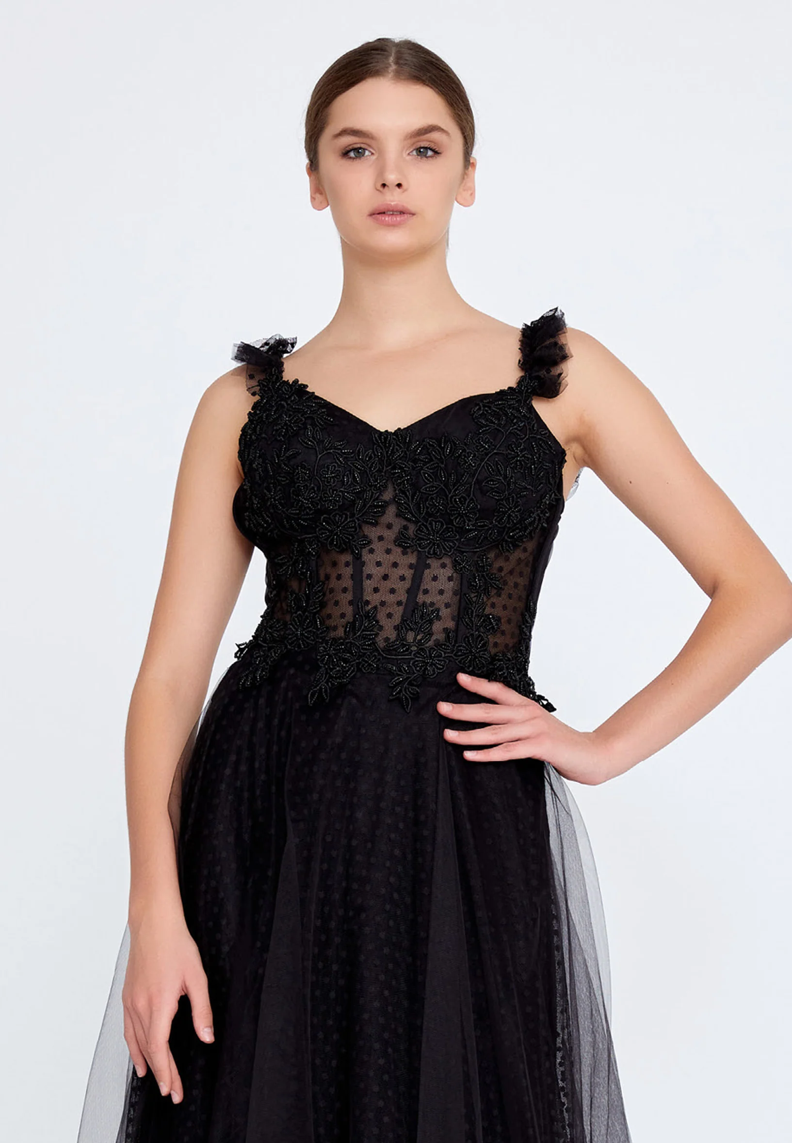 Sleeveless Maxi Tulle A - Line Regular Prom Dress liw1209 - Image 4