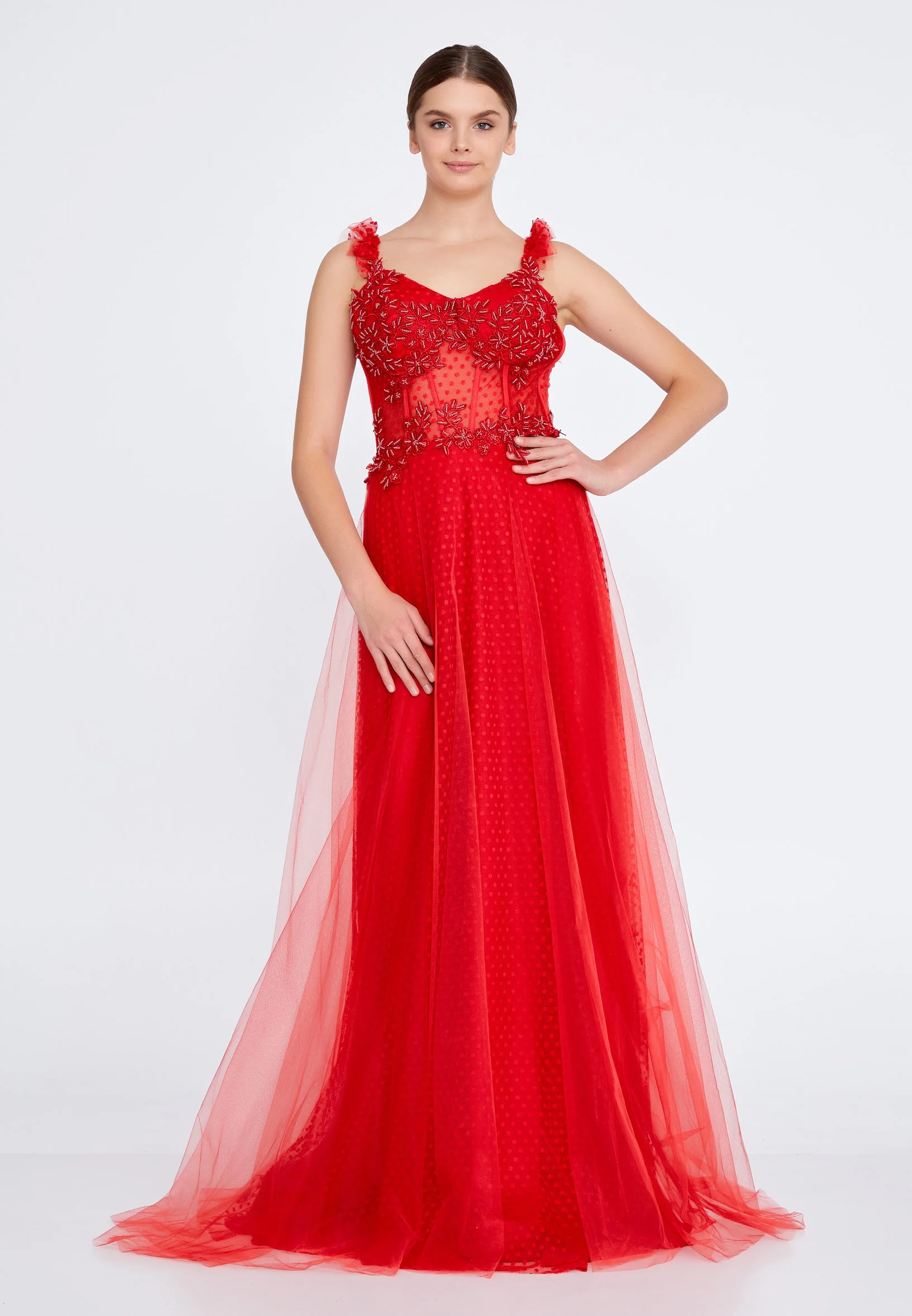 Sleeveless Maxi Tulle A - Line Regular Prom Dress liw1209 - Image 5