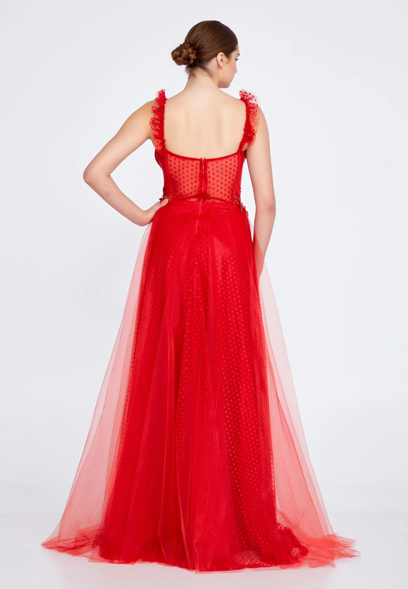 Sleeveless Maxi Tulle A - Line Regular Prom Dress liw1209 - Image 6