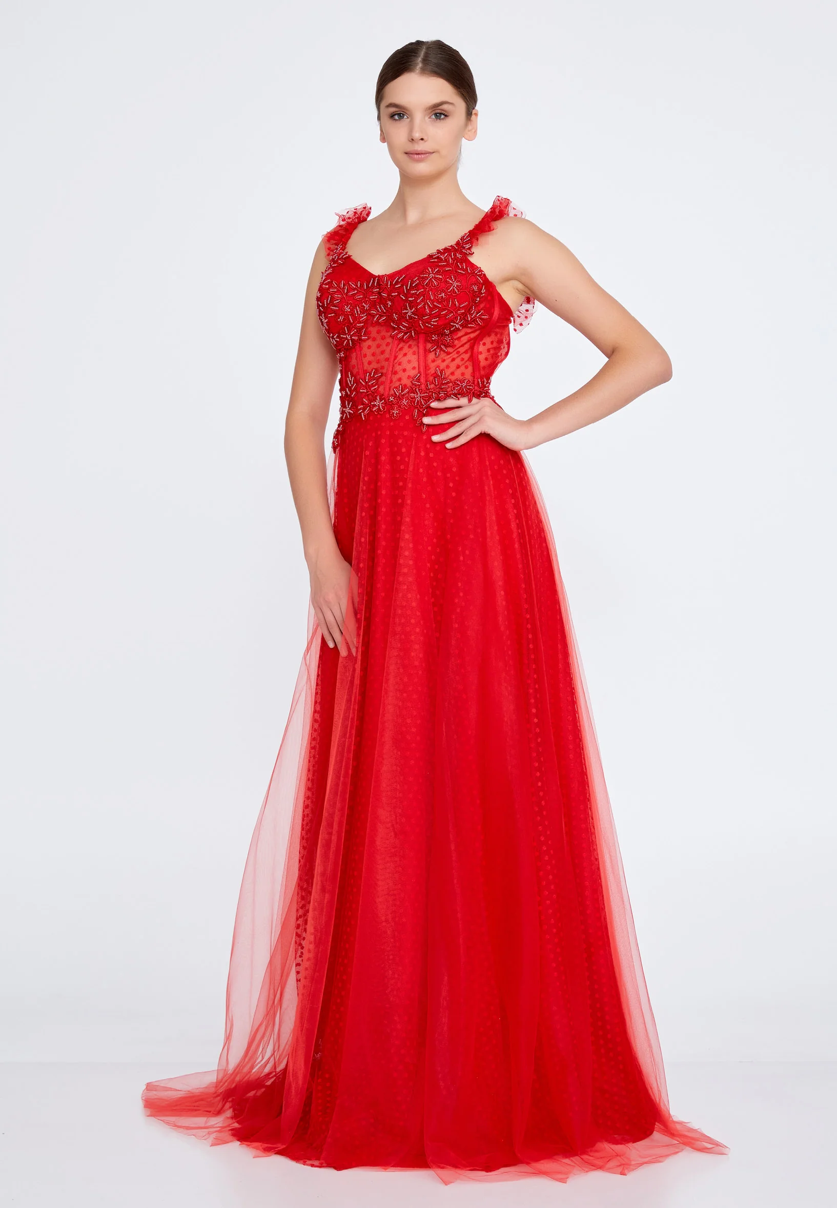 Sleeveless Maxi Tulle A - Line Regular Prom Dress liw1209 - Image 7