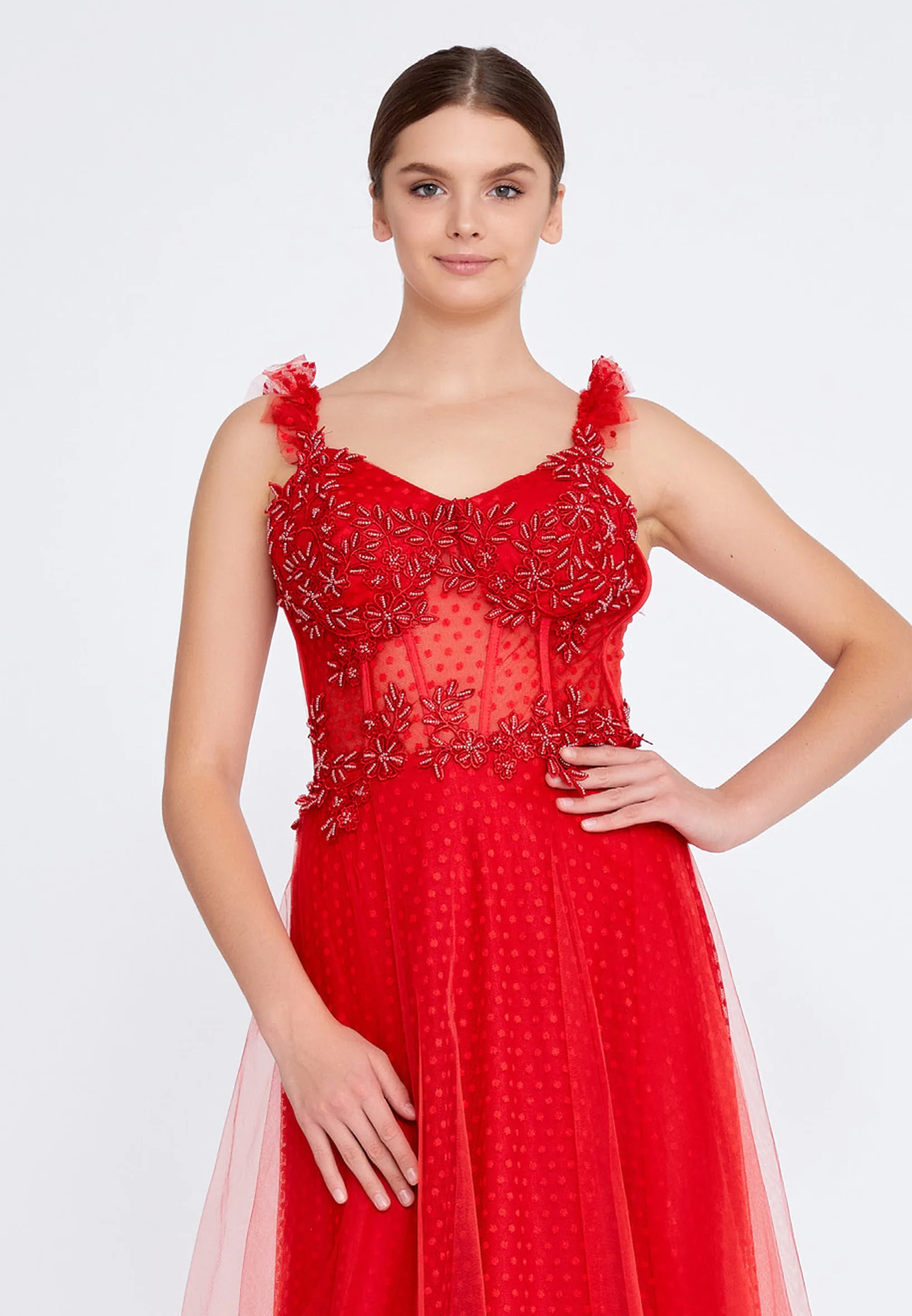 Sleeveless Maxi Tulle A - Line Regular Prom Dress liw1209 - Image 8