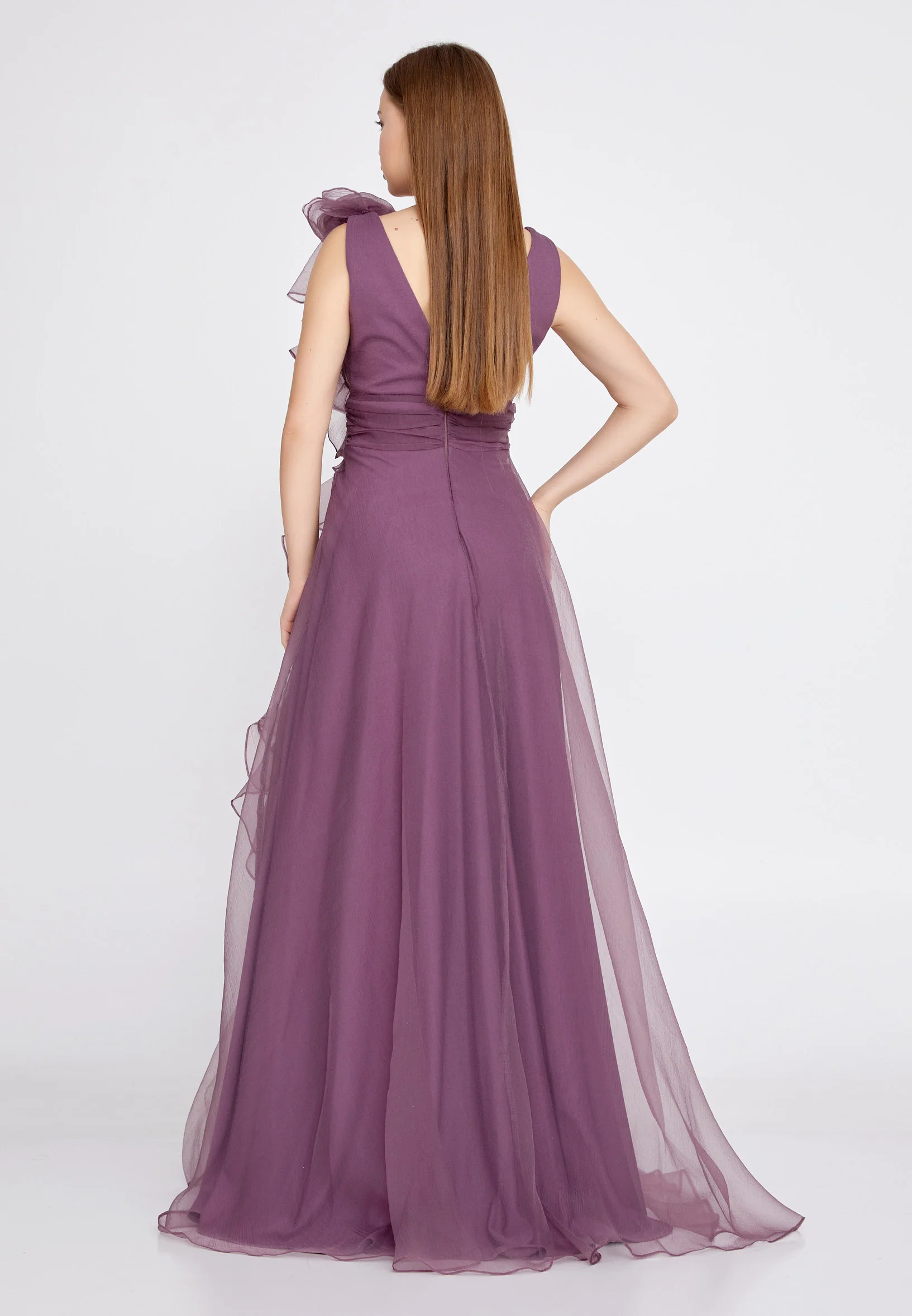 Sleeveless Maxi Tulle A - Line Regular Prom Dress liw1229 - Image 2