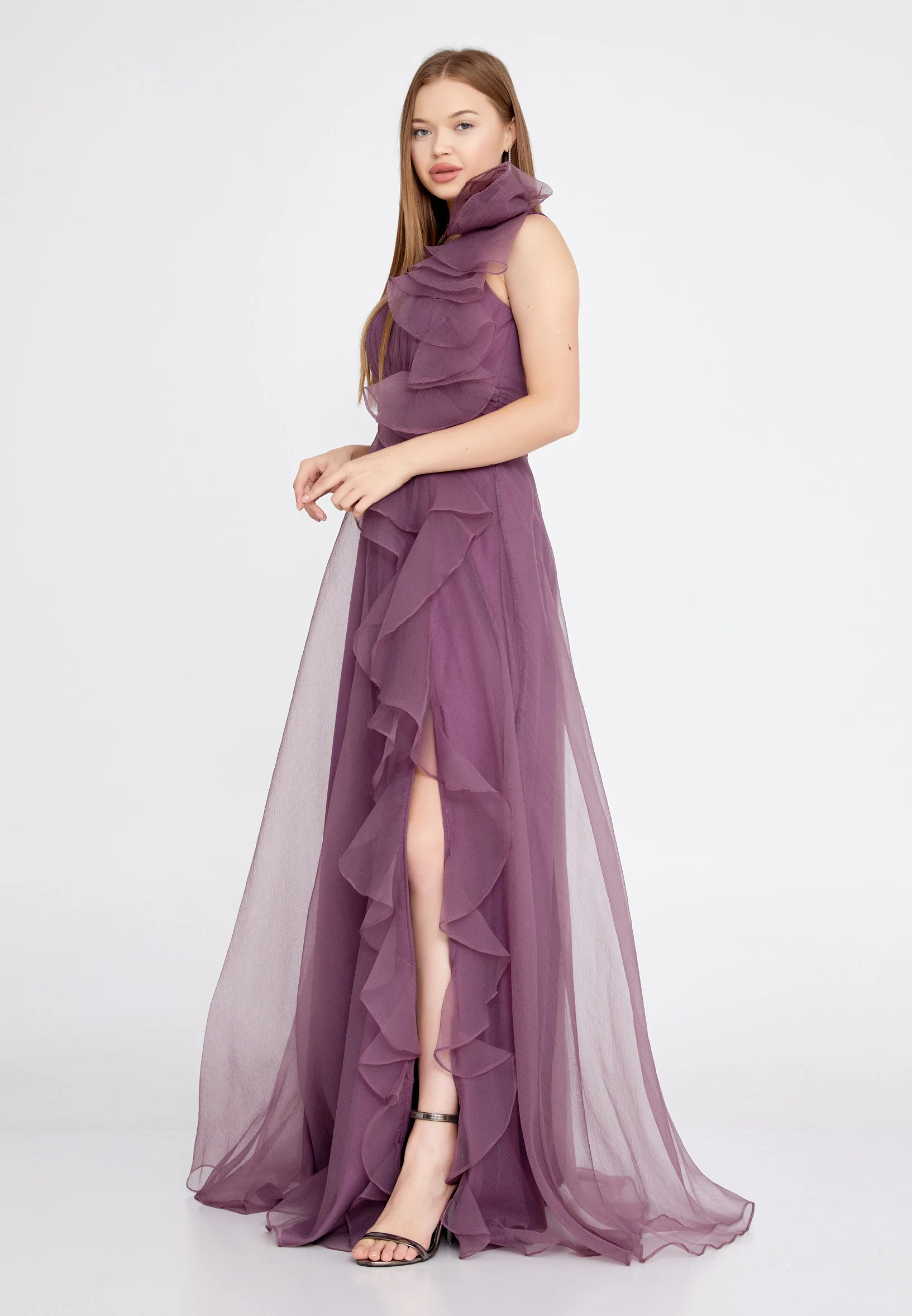 Sleeveless Maxi Tulle A - Line Regular Prom Dress liw1229 - Image 3